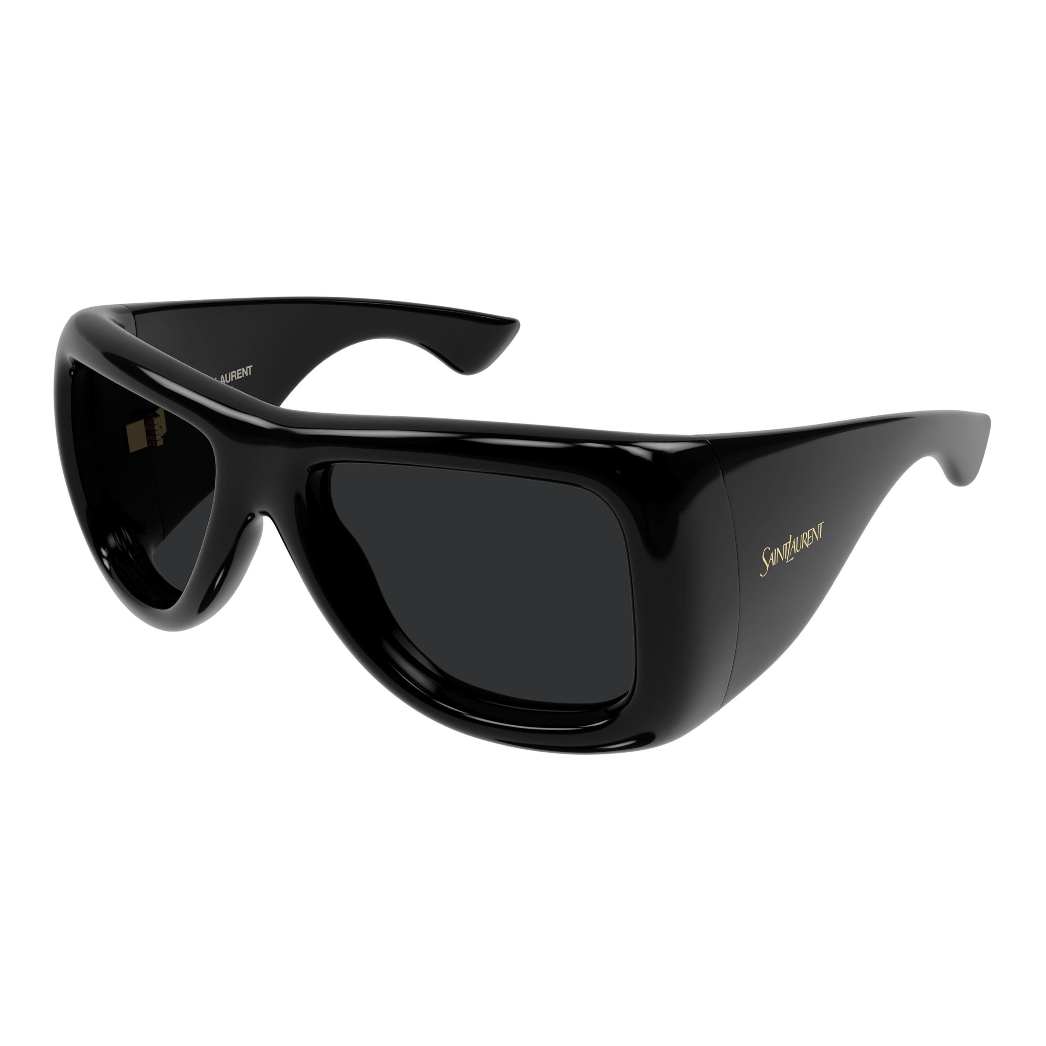 Oversized Rectangular Sunglasses With Glossy Finish And Gold Branding