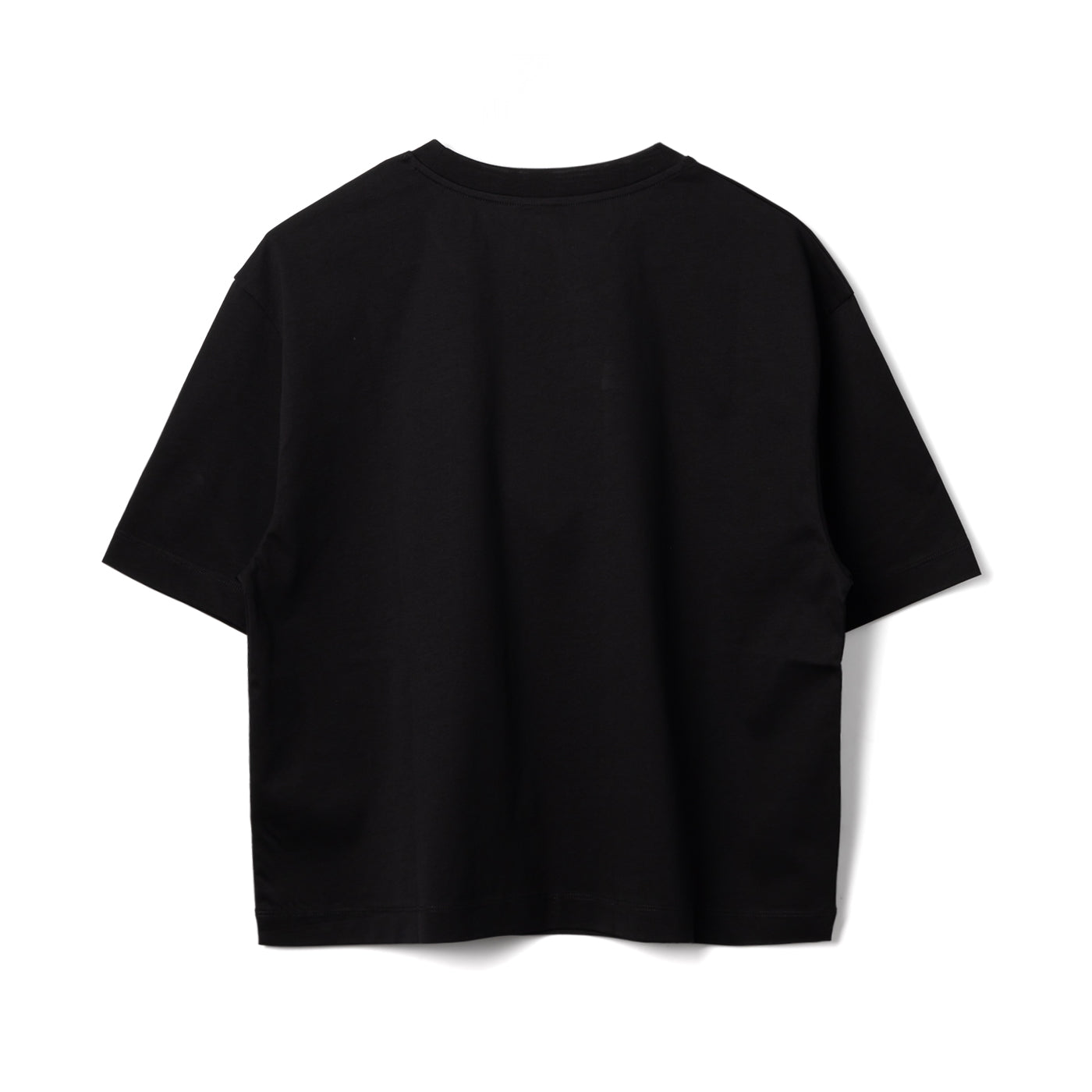 Cropped T-Shirt With Embroidered Collar In Deep Black