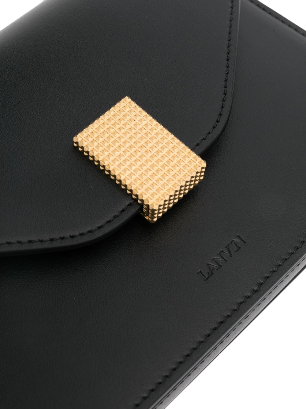 Concerto Crossbody Bag In Smooth Black Calf Leather With Gold Hardware