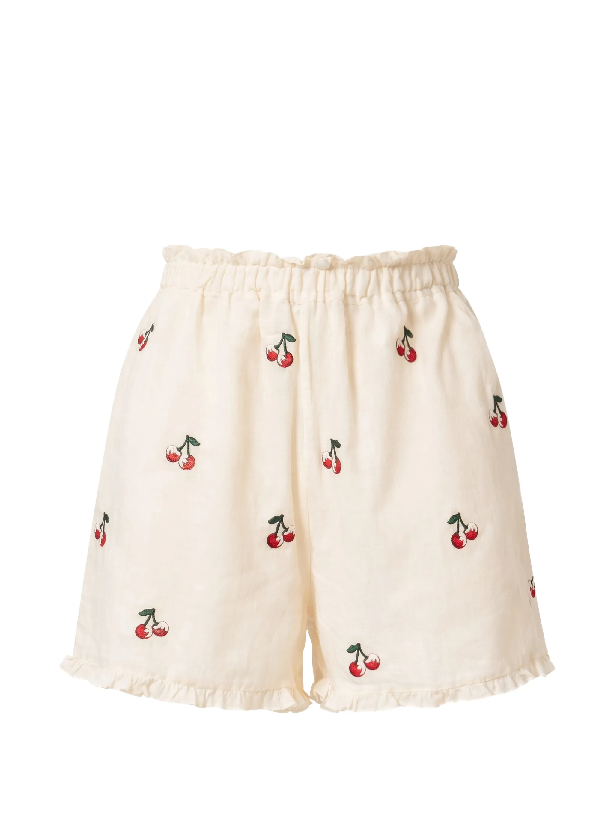Creamy Cherry Print Shorts with Relaxed Fit