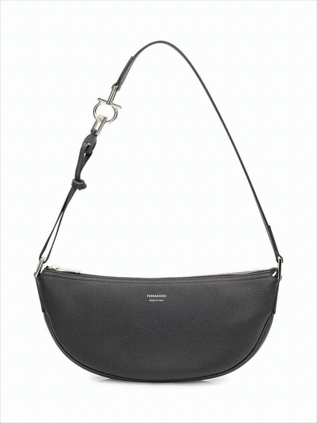 Contemporary Crescent Shoulder Bag in Smooth Calf Leather