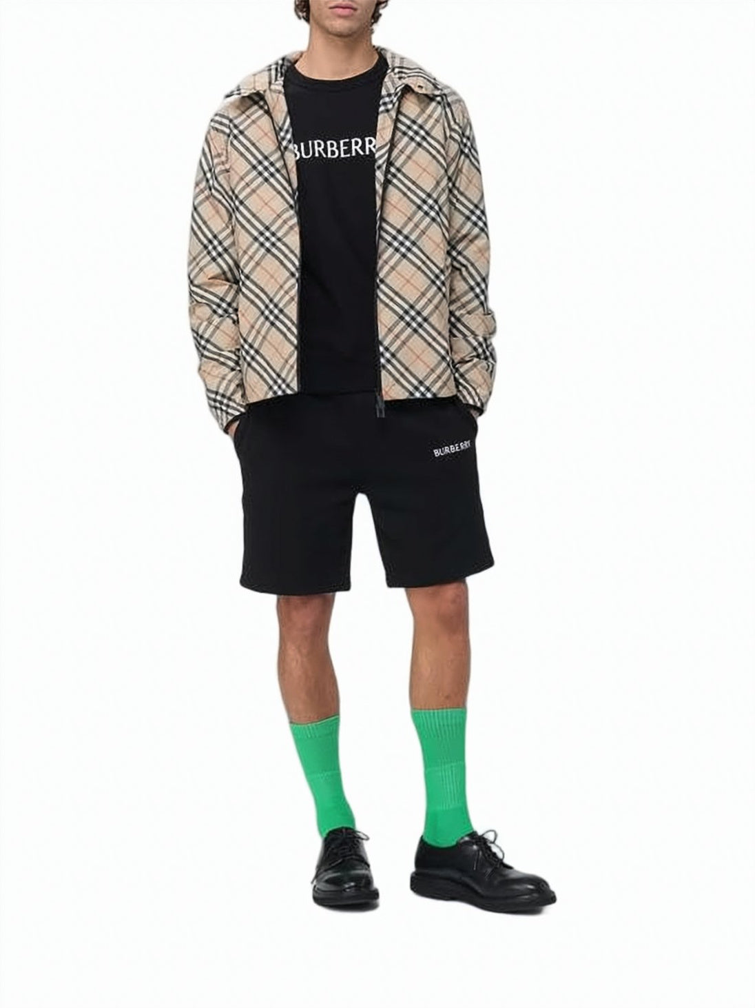 Burberry Check Pattern Nylon Windbreaker Jacket