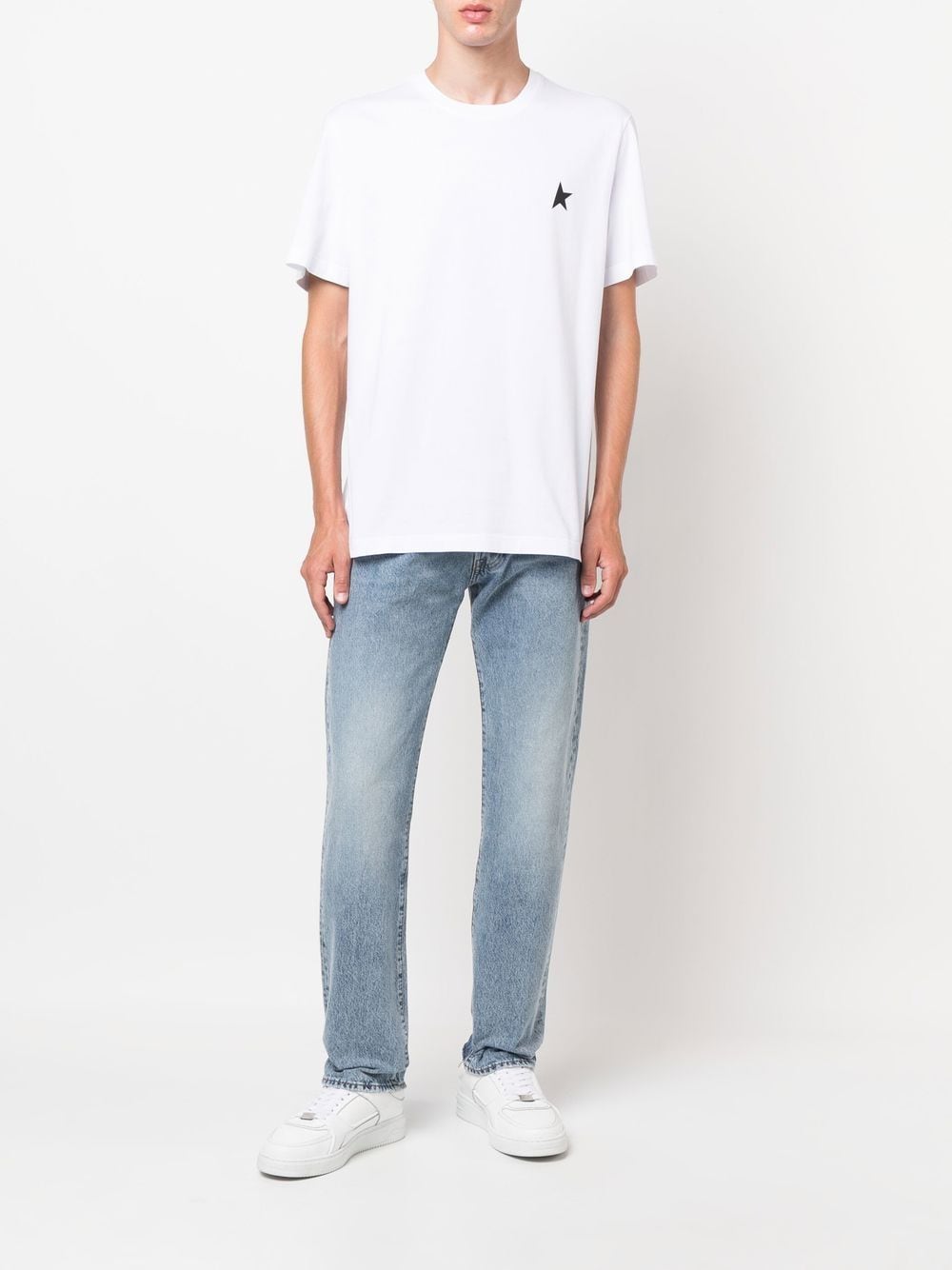 White Short-Sleeve T-Shirt in Silk-Nylon Blend