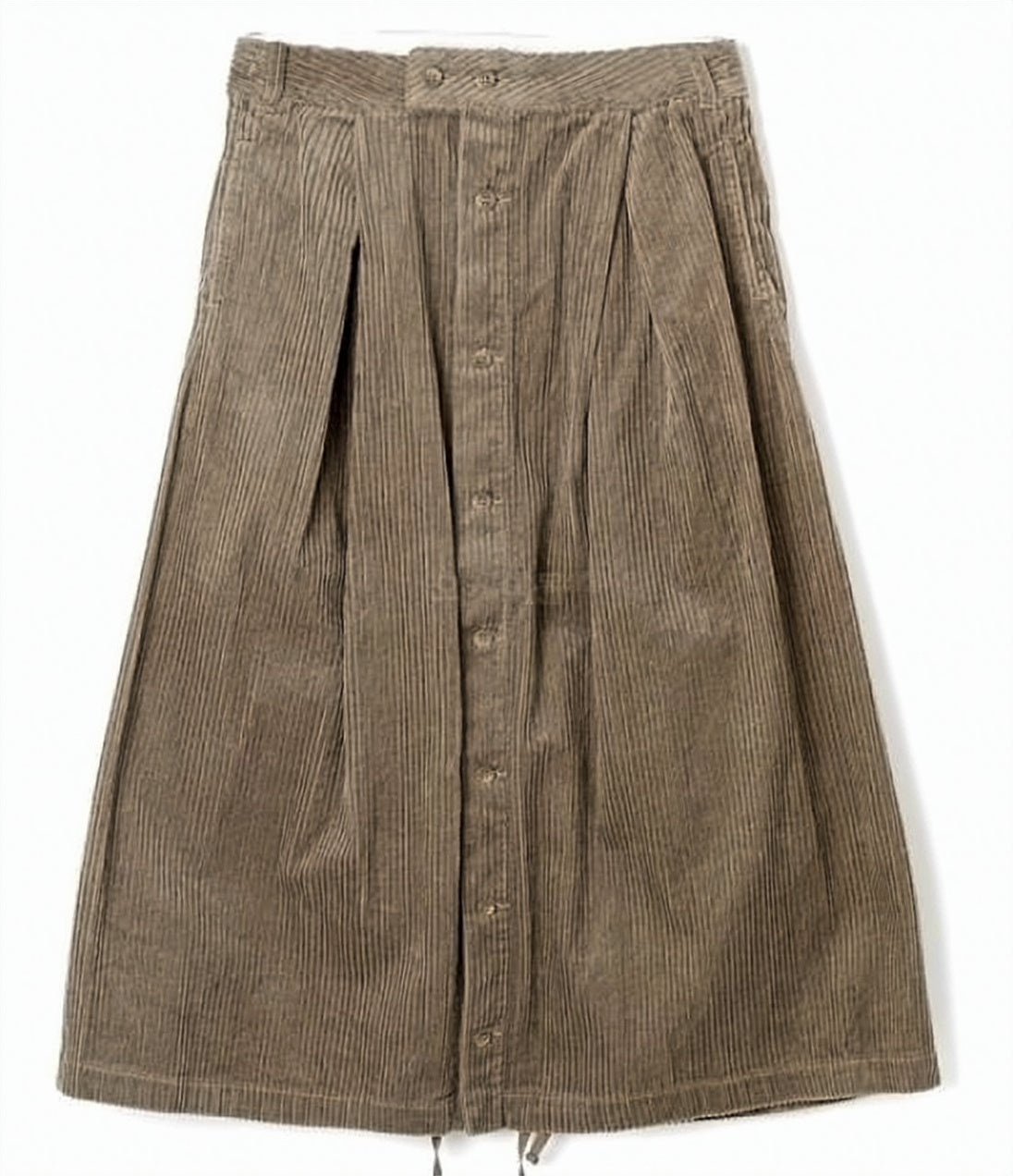 Corduroy Midi Skirt With Button-Down Front