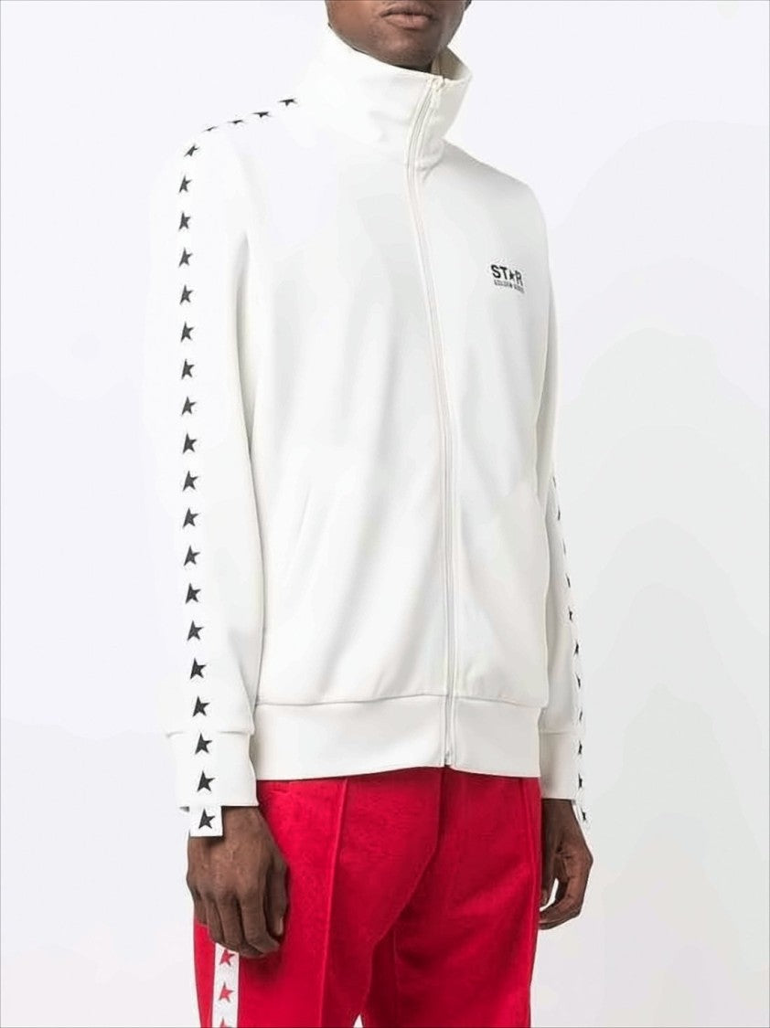 Full-Zip Jacket with High Collar and Bold Star Motifs