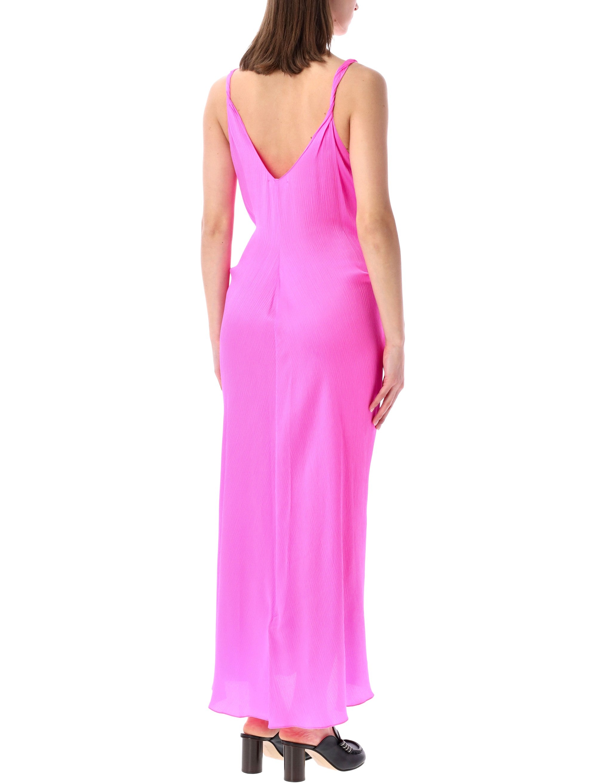 Knotted Waist Longline Silk Dress