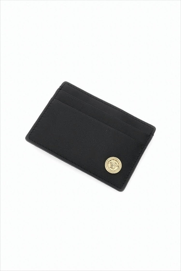 Rectangular Card Wallet in Smooth Black Leather