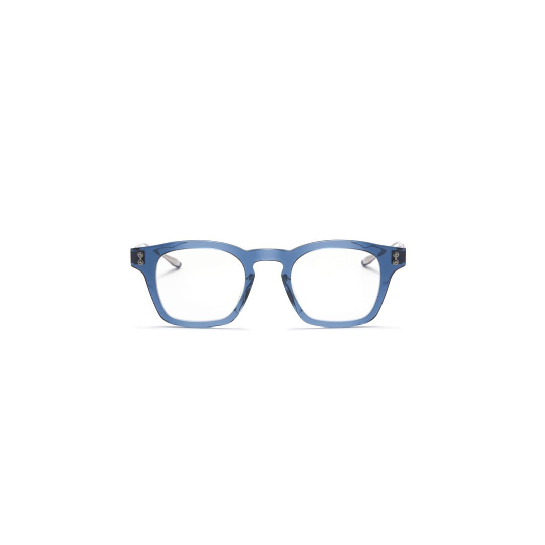 Akx-418 Translucent Blue Square Frame Eyeglasses with Metal Temples
