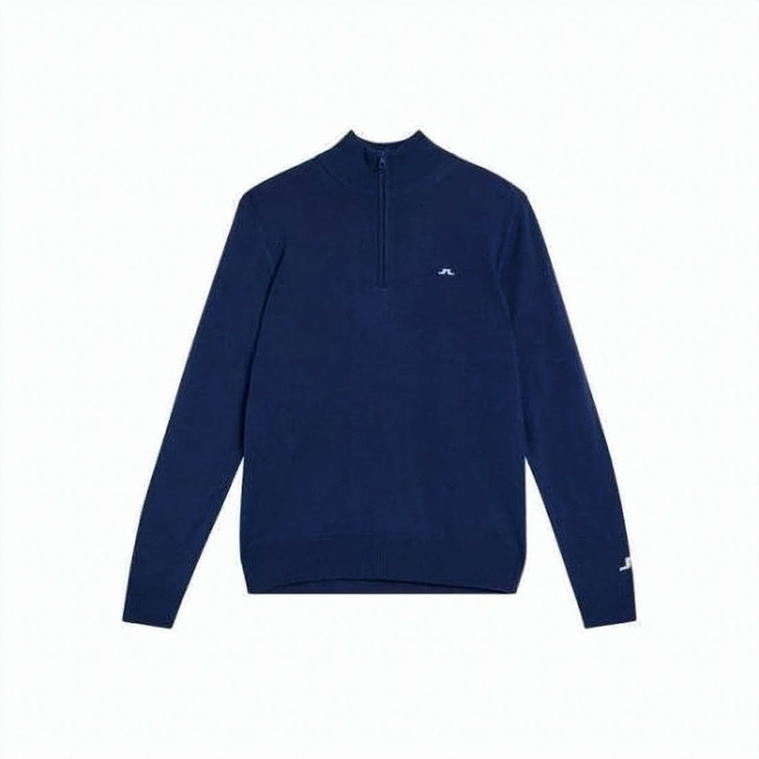 Half-Zip Blue Merino Wool Sweater