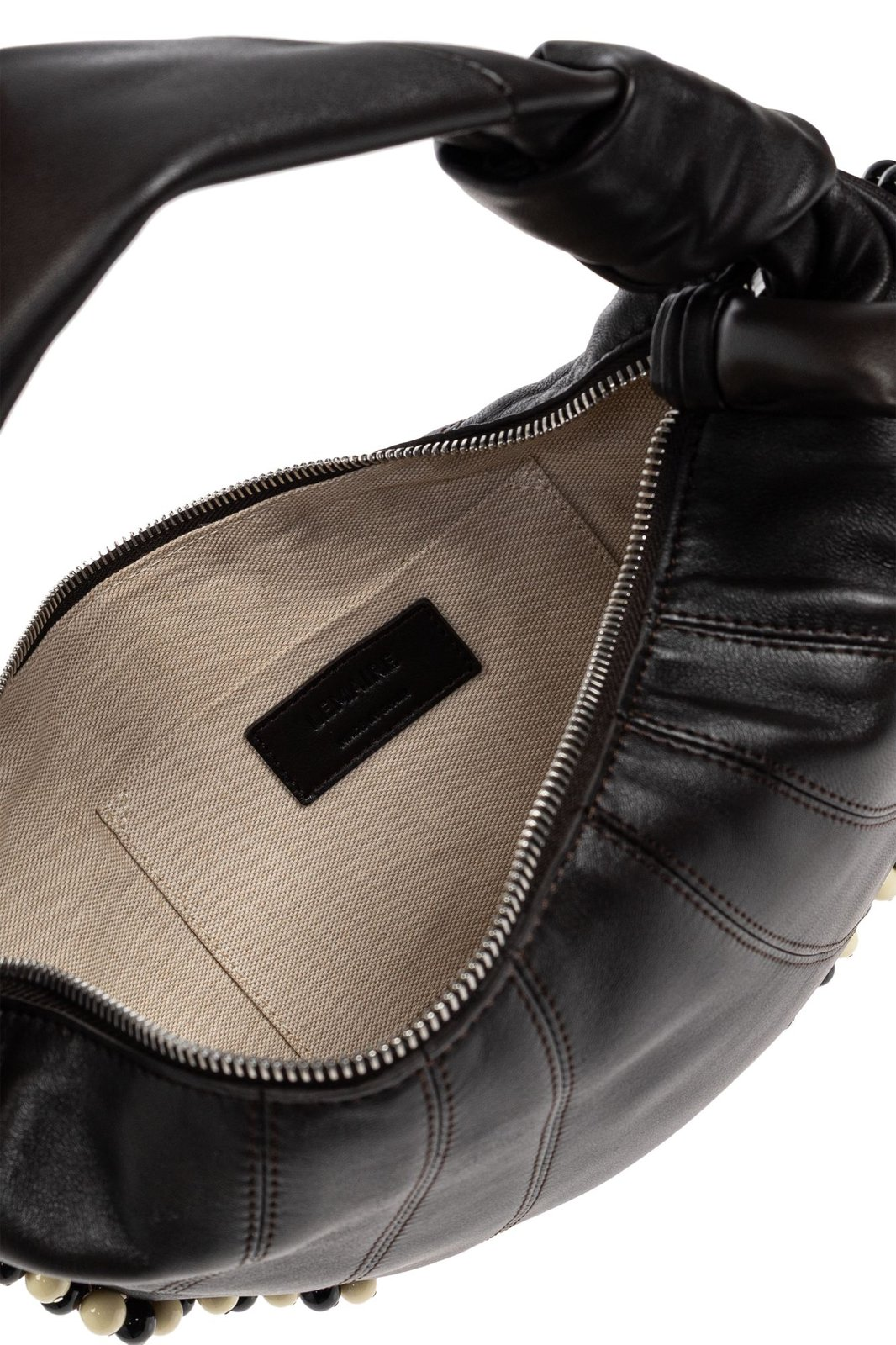Crescent-Shaped Lambskin Tote Bag
