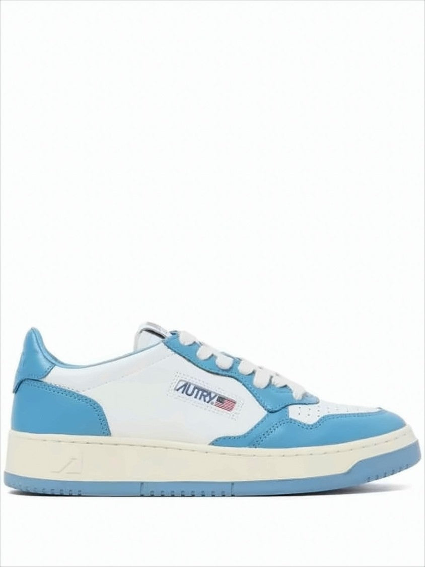Low-Top Leather Sneakers with Contrasting Overlays