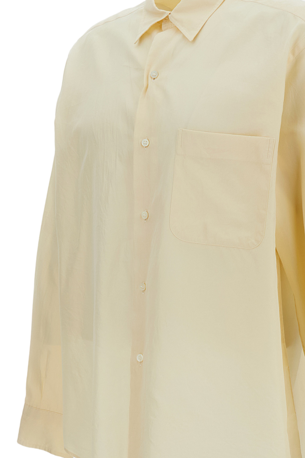 Ecru Cotton/Silk Blend Twill Shirt