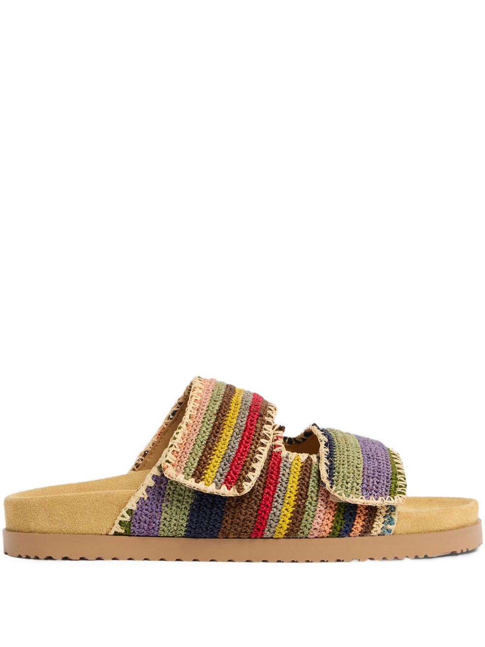 Multicolored Woven Slide Sandals