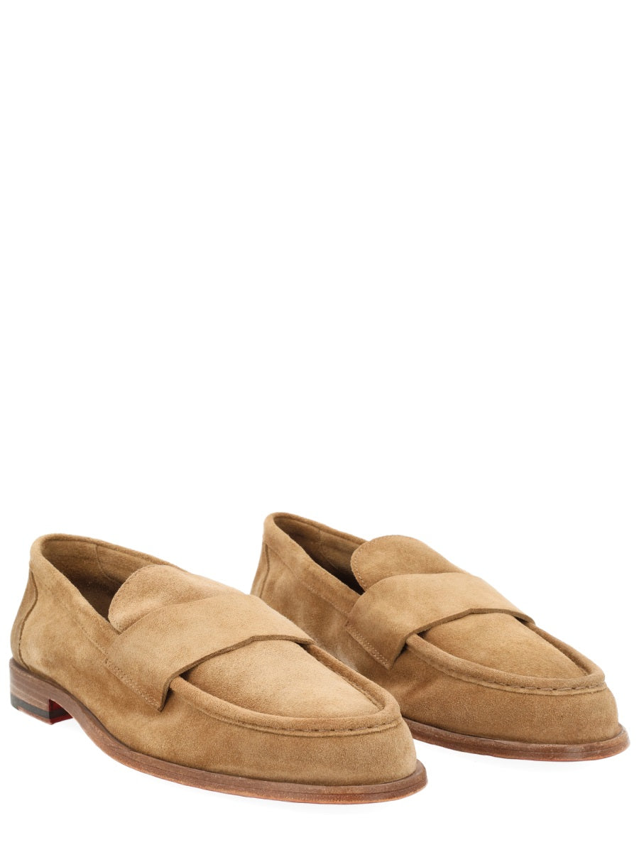 Brown Suede Loafers With Red Soles