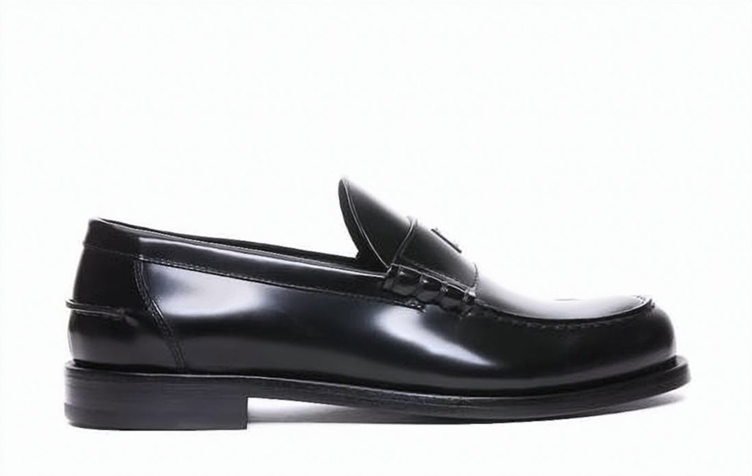 Polished Black Cowhide Leather Loafers