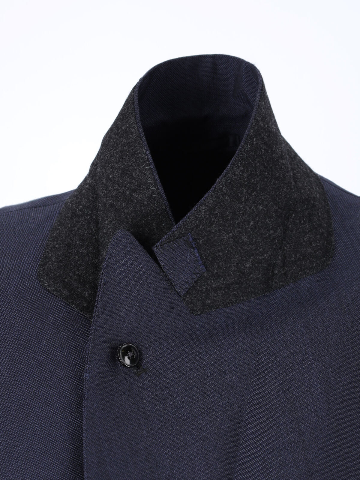 Navy Blue Double-Breasted Wool Blend Blazer