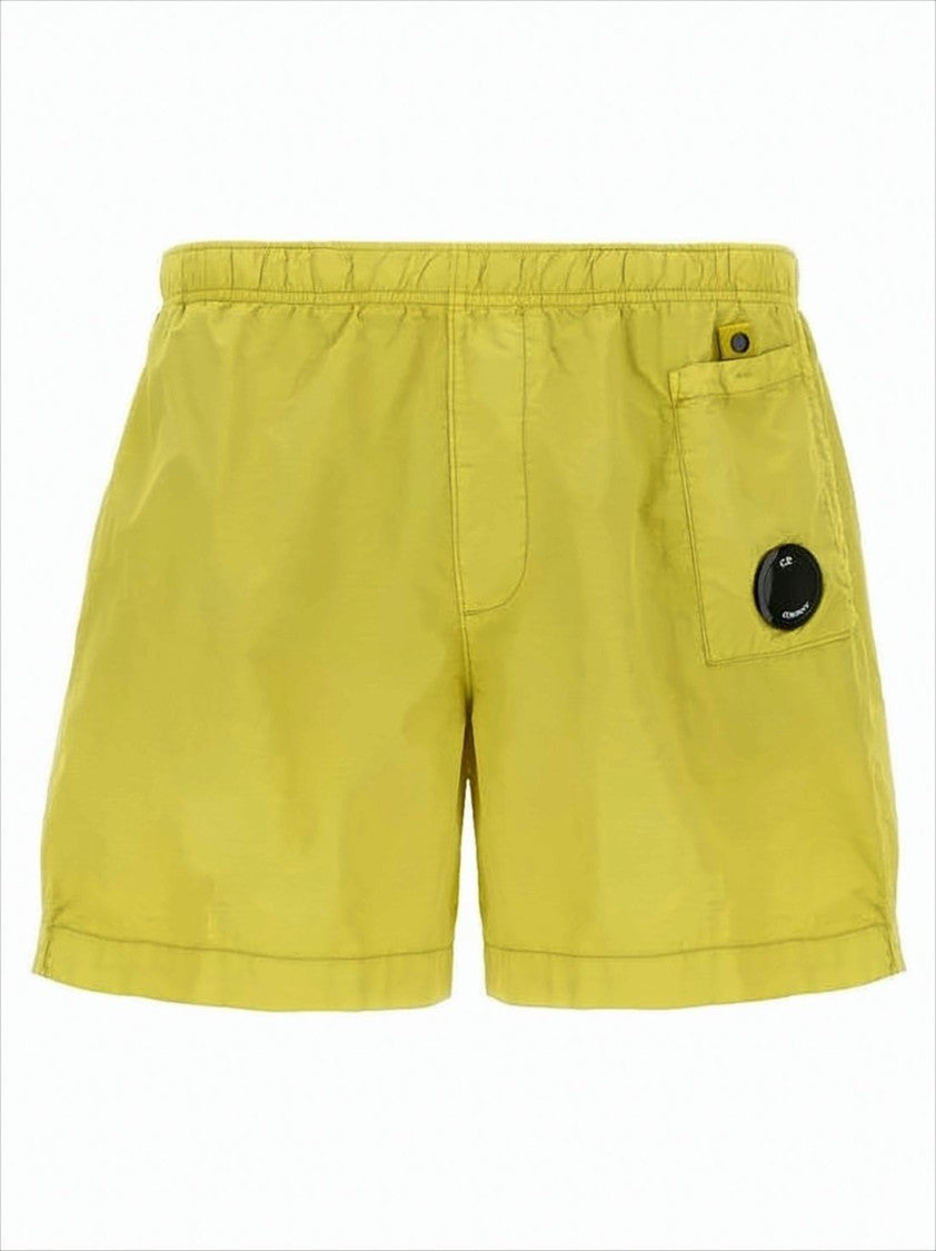 Relaxed Fit Yellow Shorts with Patch Pocket