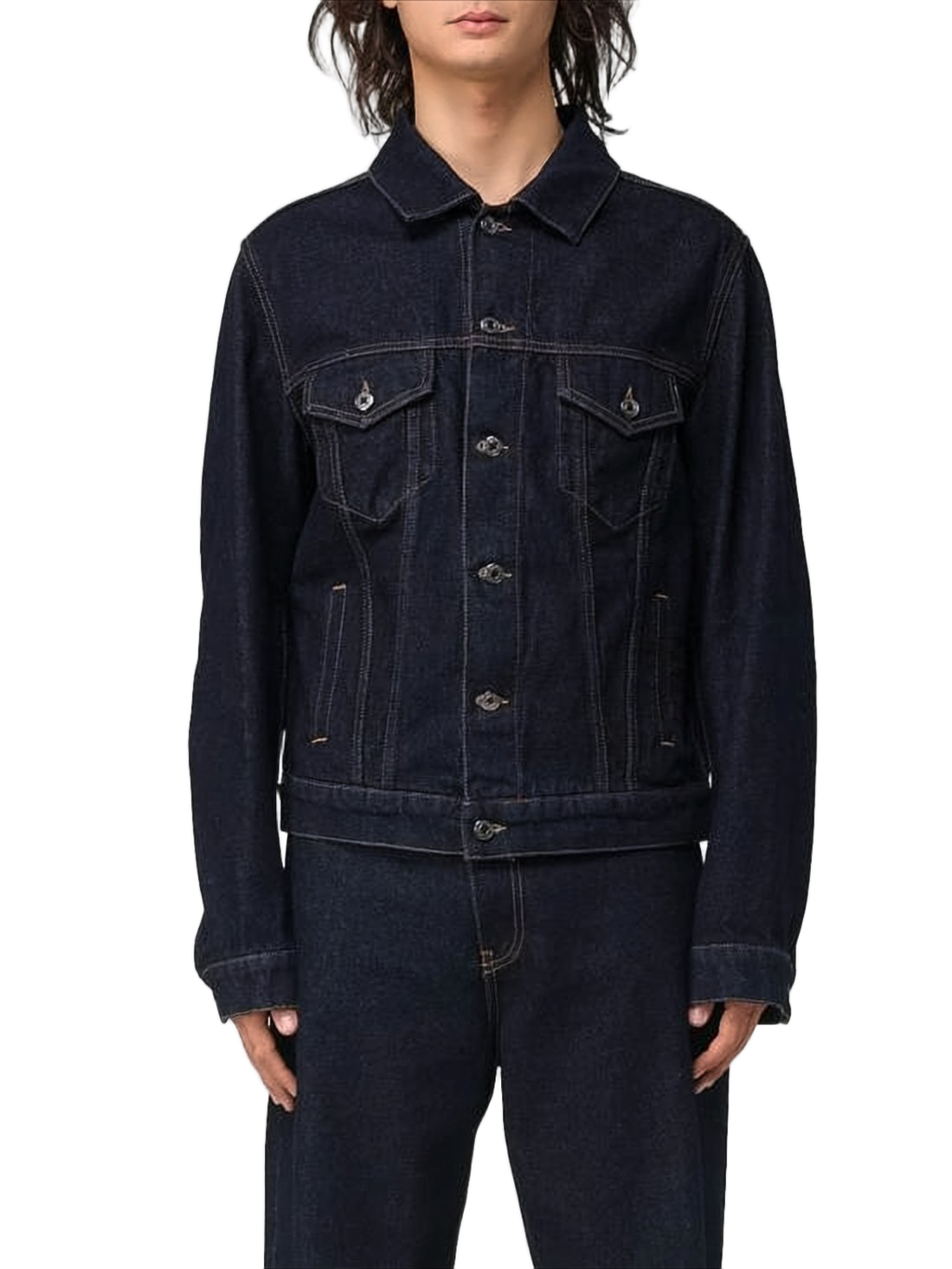 Classic Blue Denim Jacket with Structured Silhouette