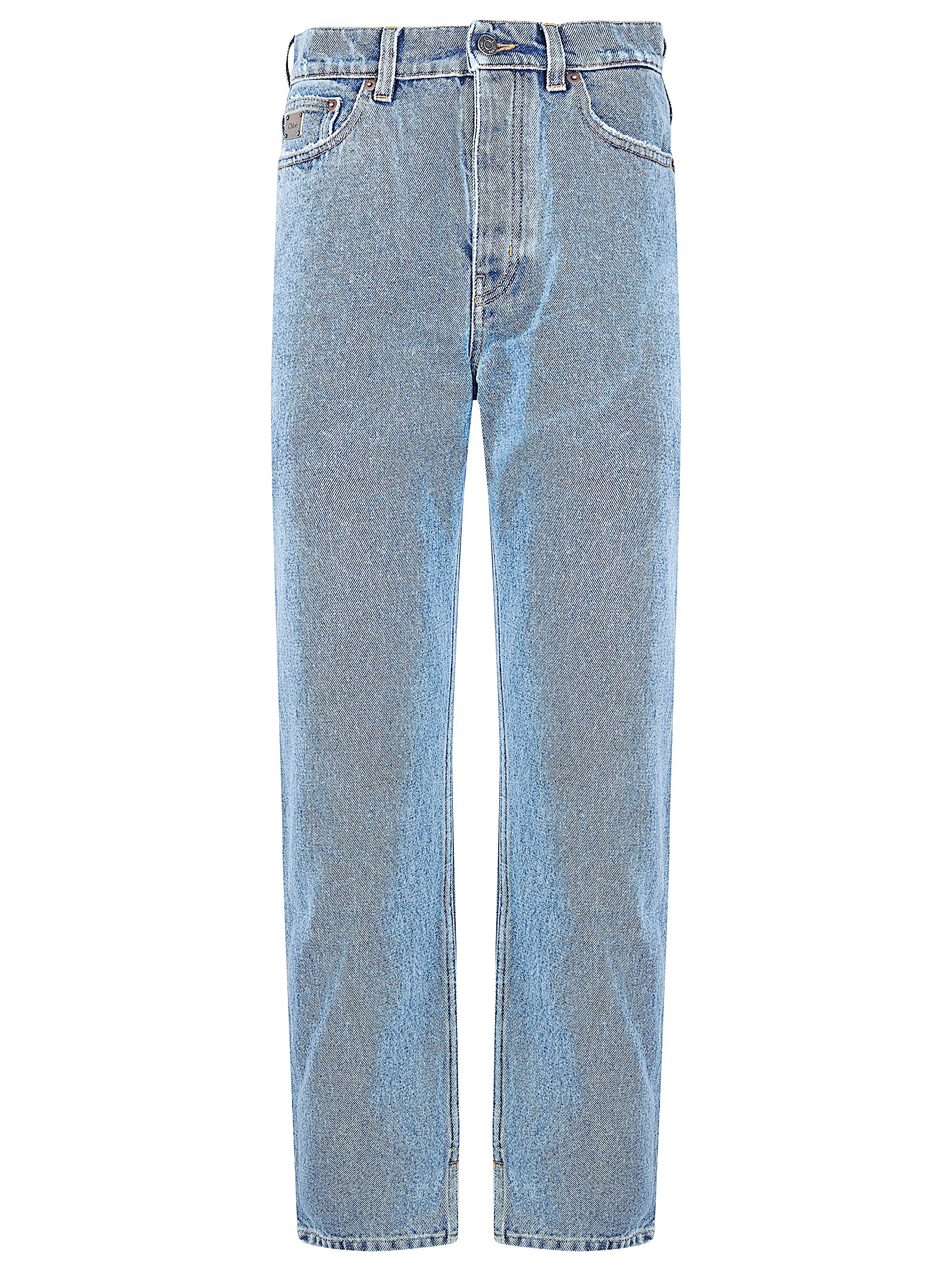High-Waisted Tapered Jeans with Slit Hem and Logo Detail