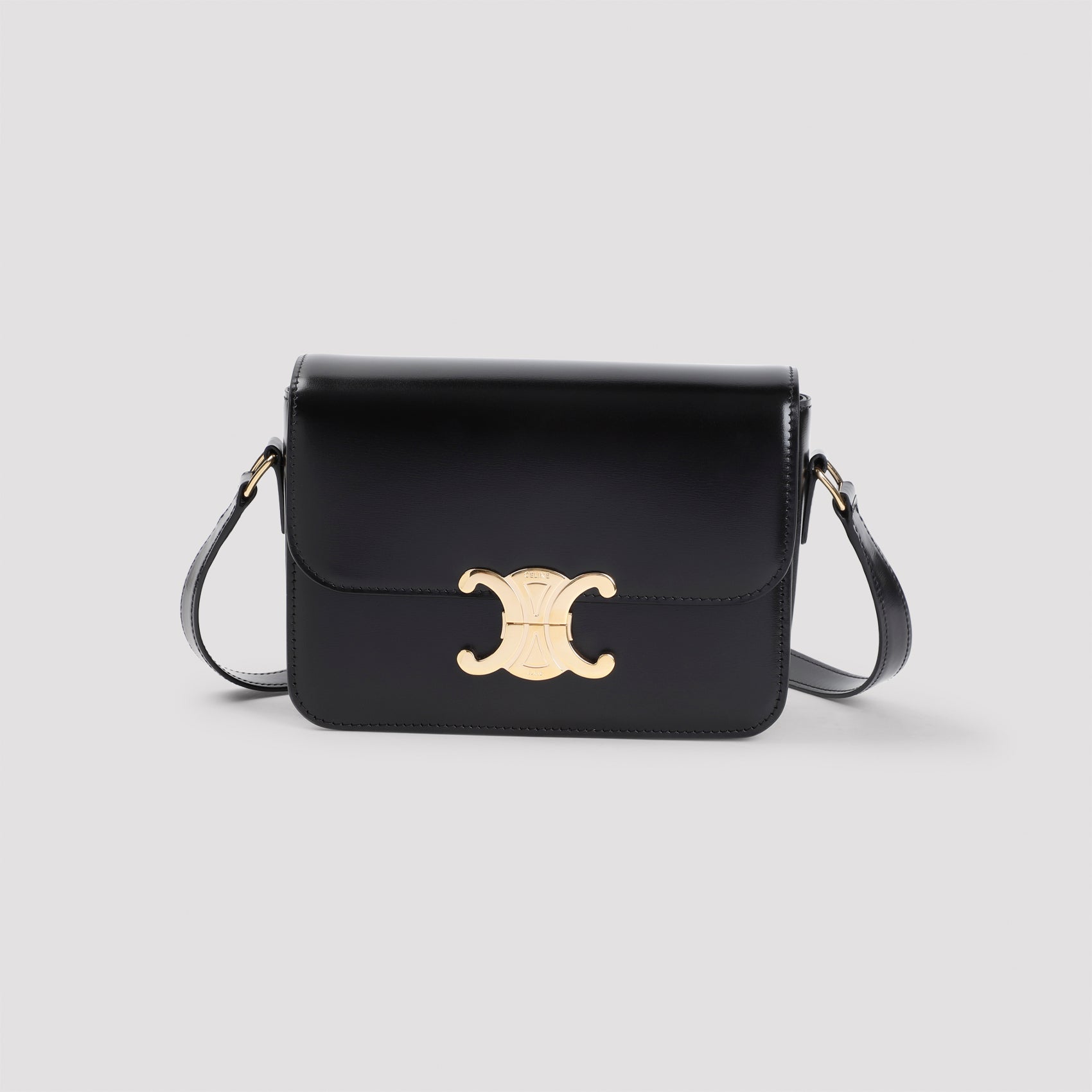 Structured Black Calfskin Shoulder Bag