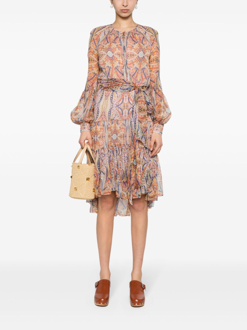 Silk Chiffon Graphic Print Dress