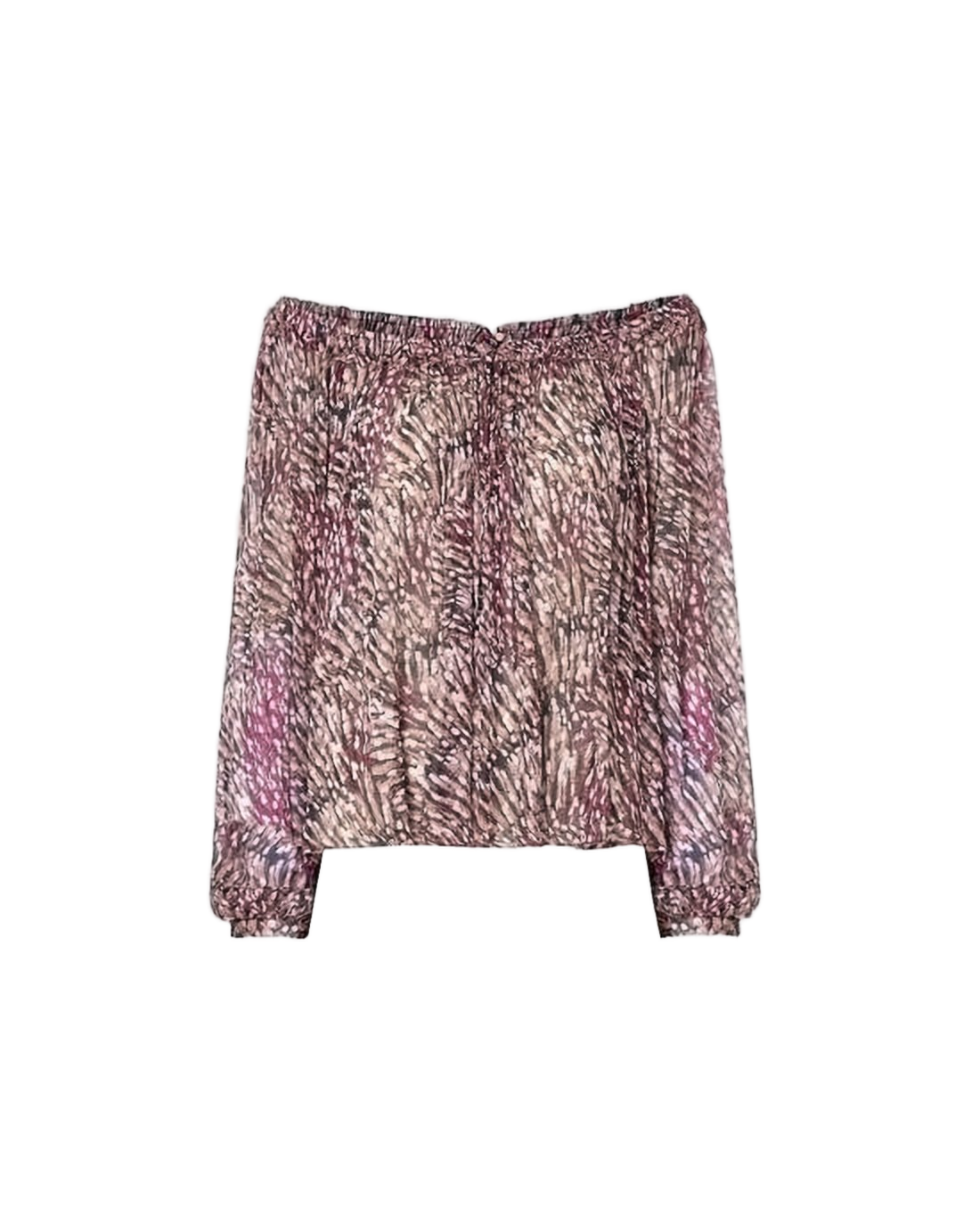 Off-the-Shoulder Abstract Pattern Blouse