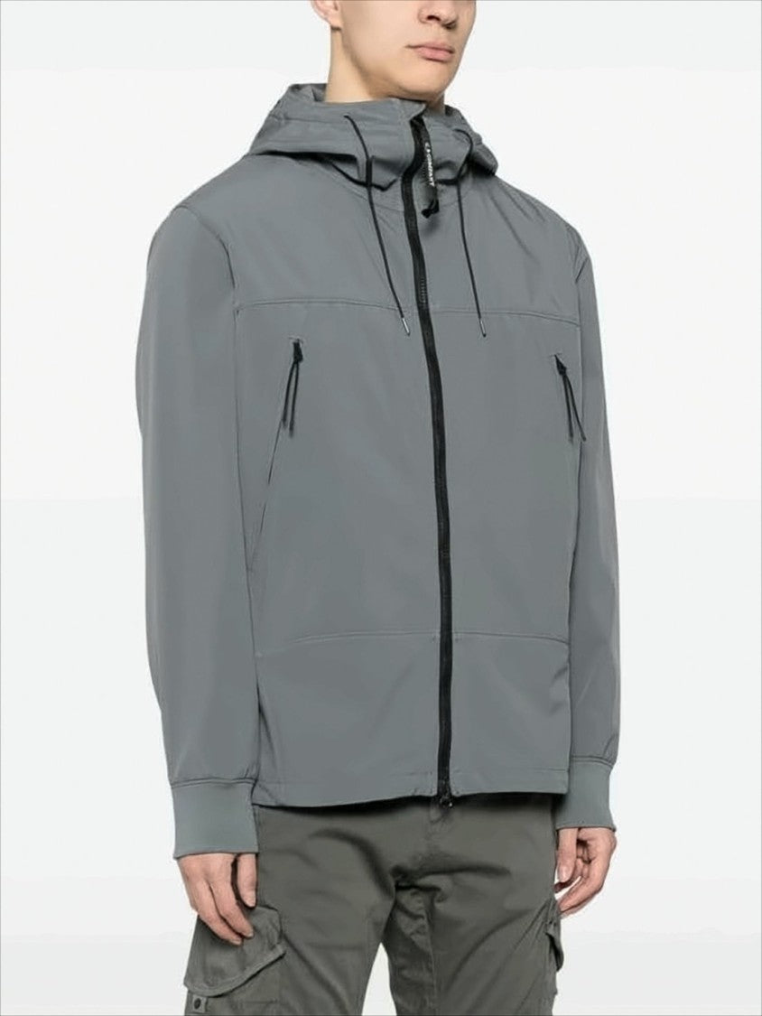 Minimalist Grey Zip Closure Jacket with Adjustable Hood