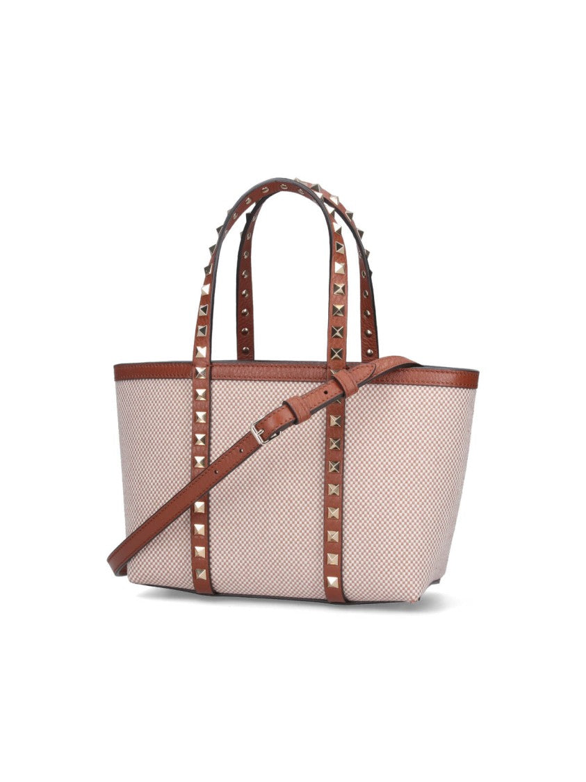"Rockstud" Small Shopping Bag – Beige