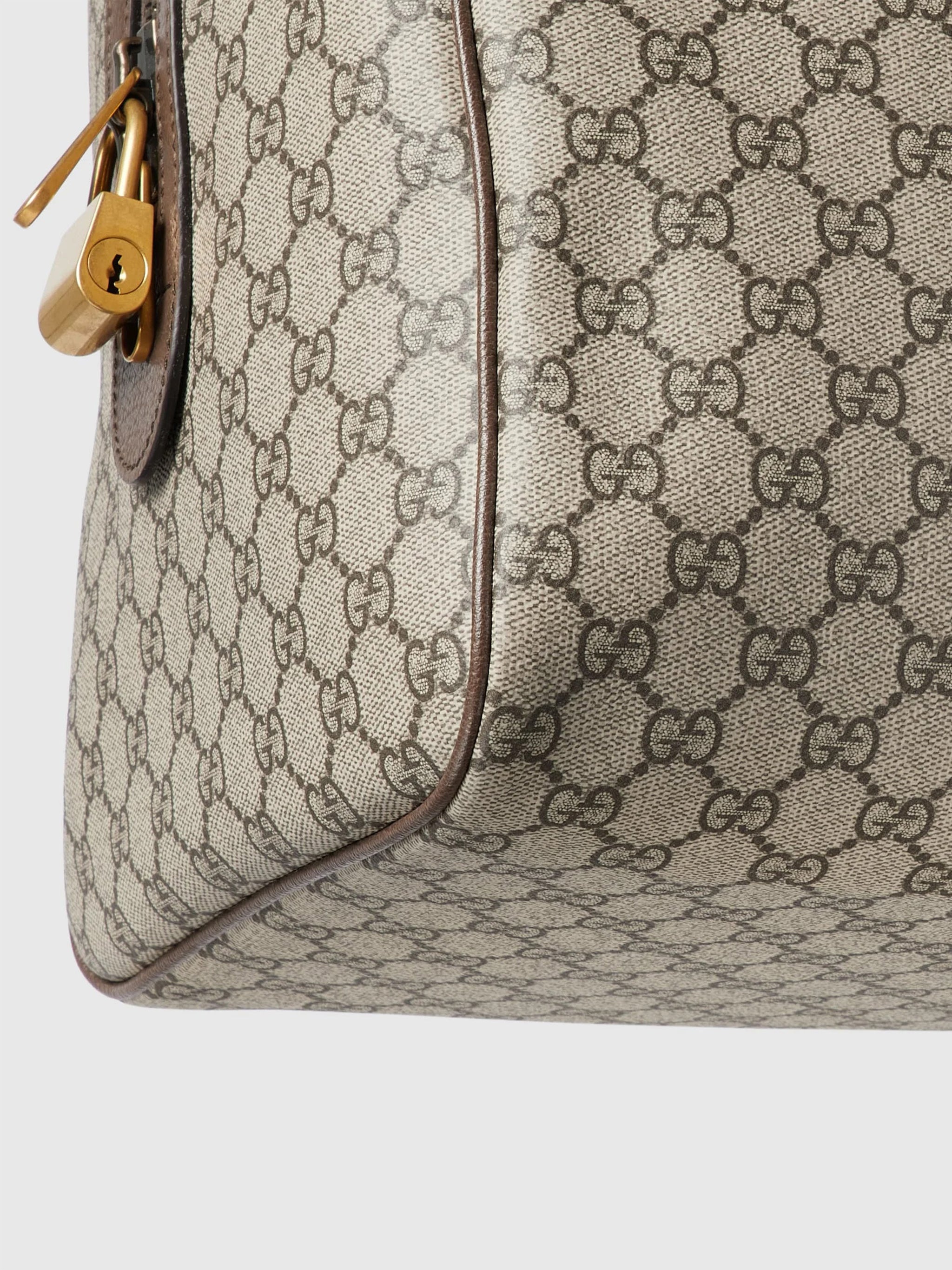 Beige GG Icon Structured Canvas Duffle