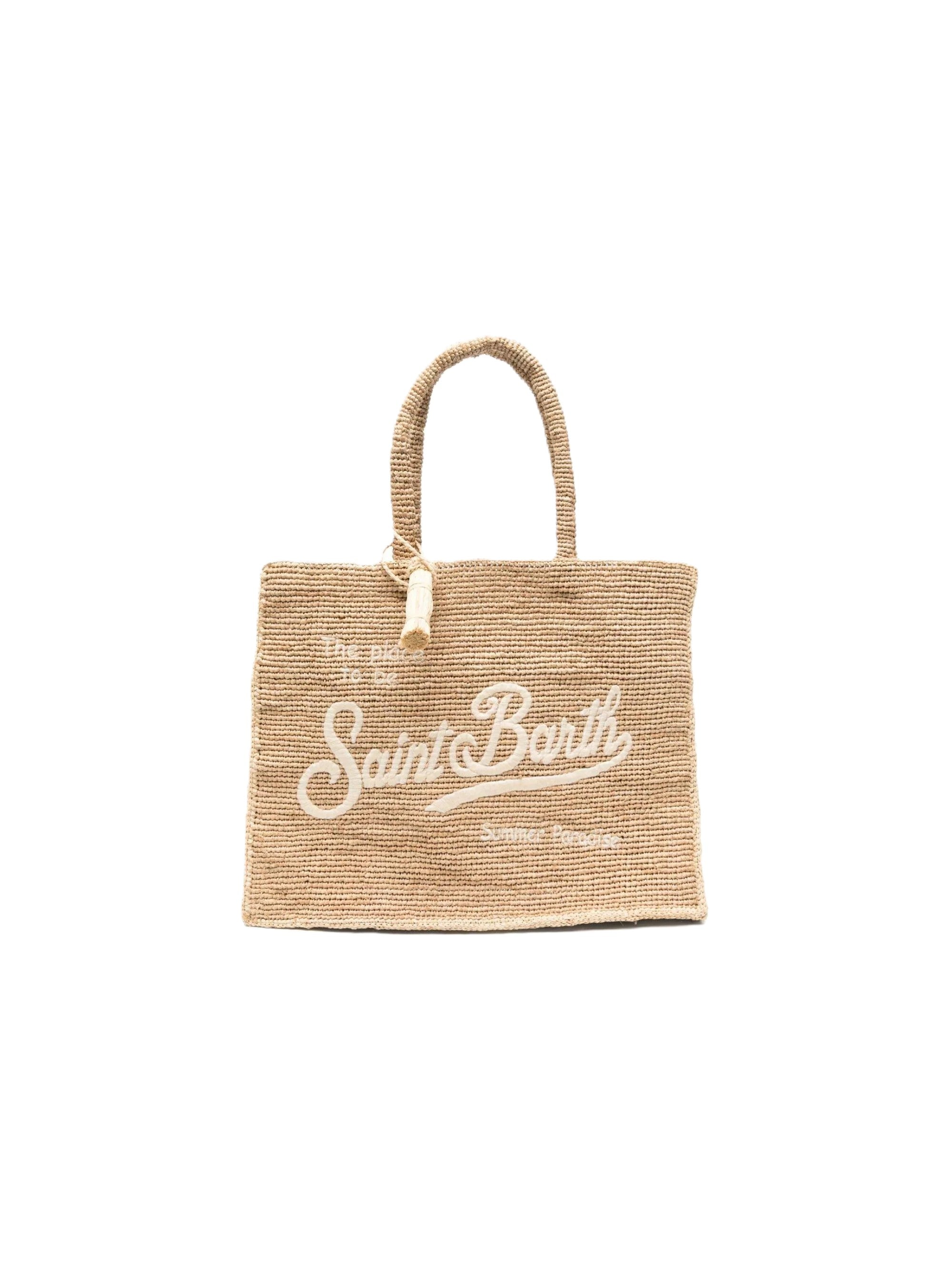 Rectangular Woven Tote Bag with Cursive Logo