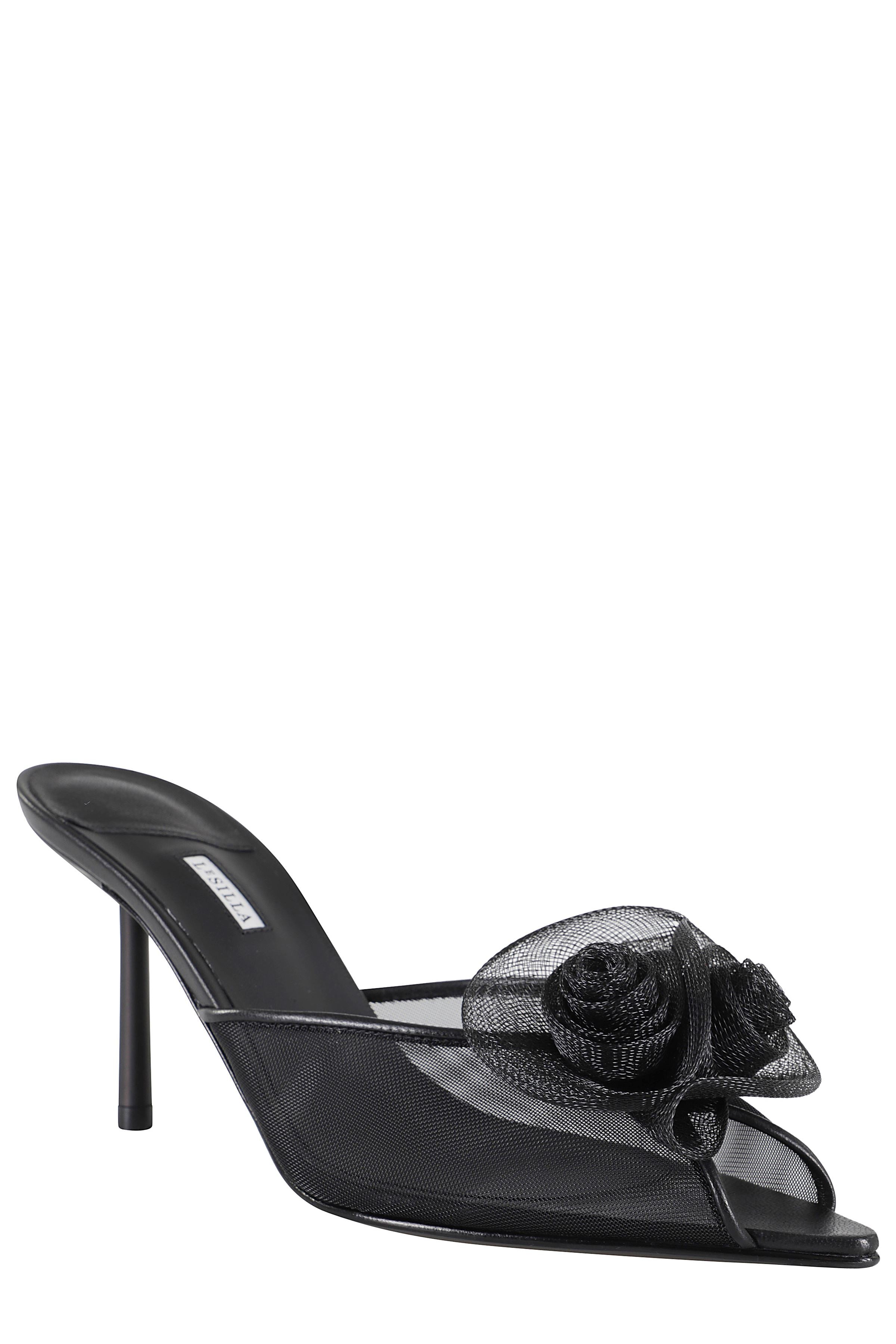 Pointed Toe Sandals with 3D Floral Appliqué