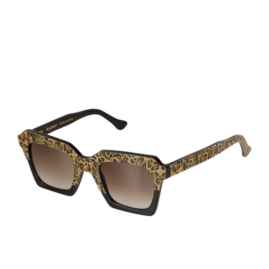Kallima-S Bold Square Frame Sunglasses with Leopard Print Pattern