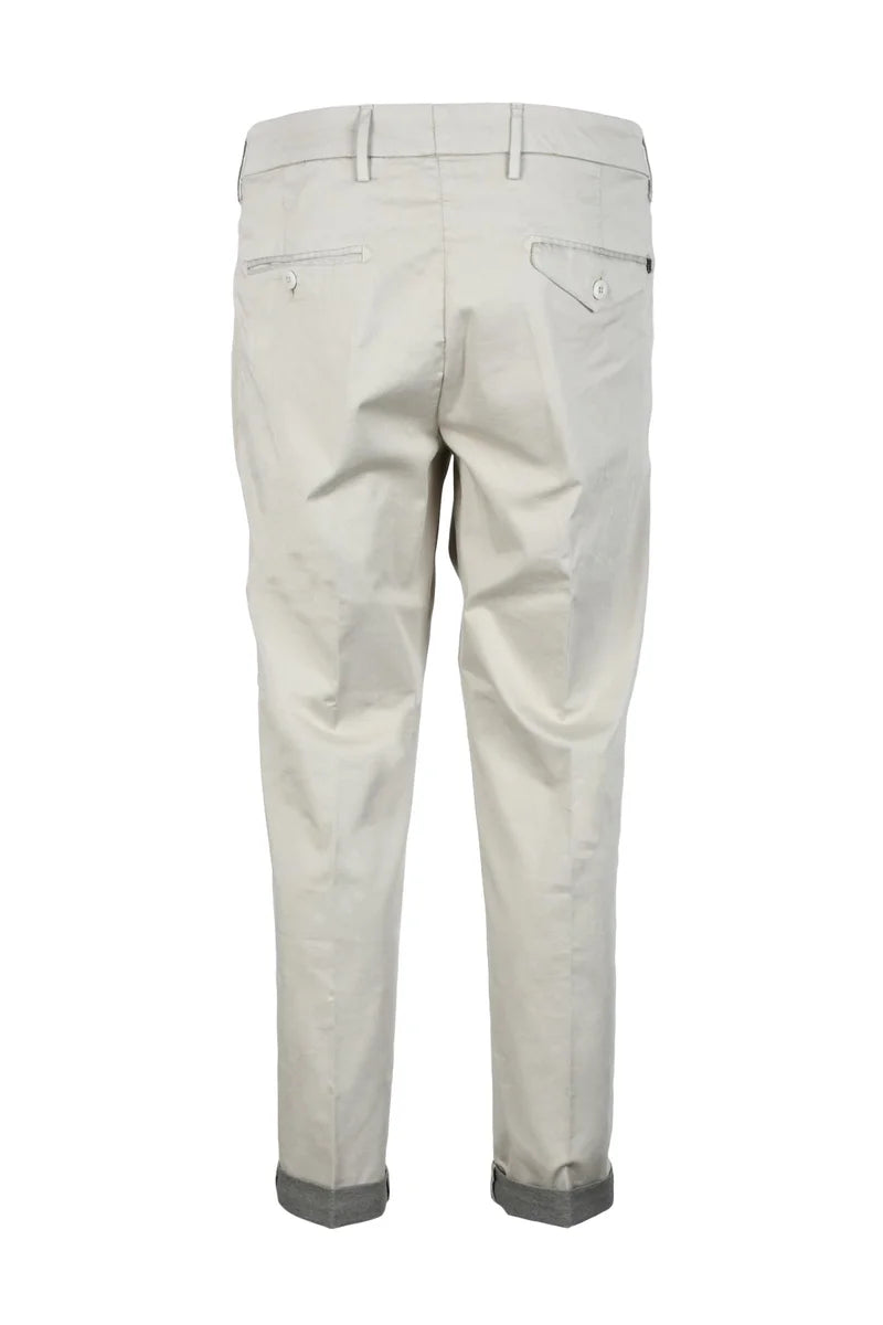 Beige Slim-Fit Cropped Trousers