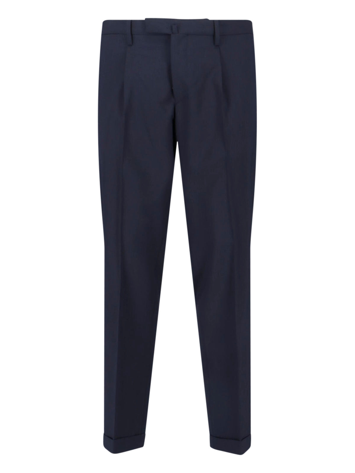 Navy Tailored Mid-Rise Virgin Wool Trousers