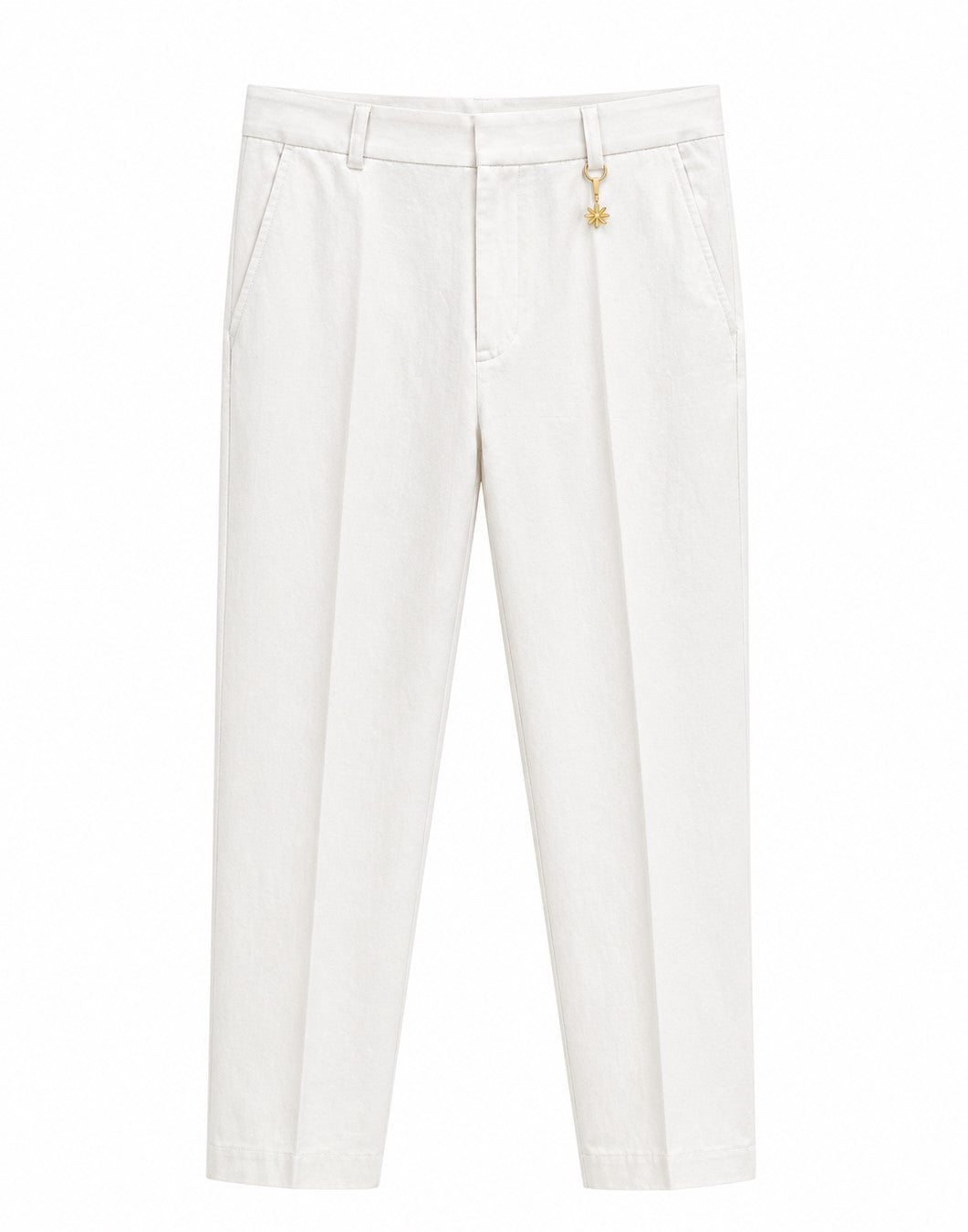 White Lightweight Breathable Pleated Men'S Trousers