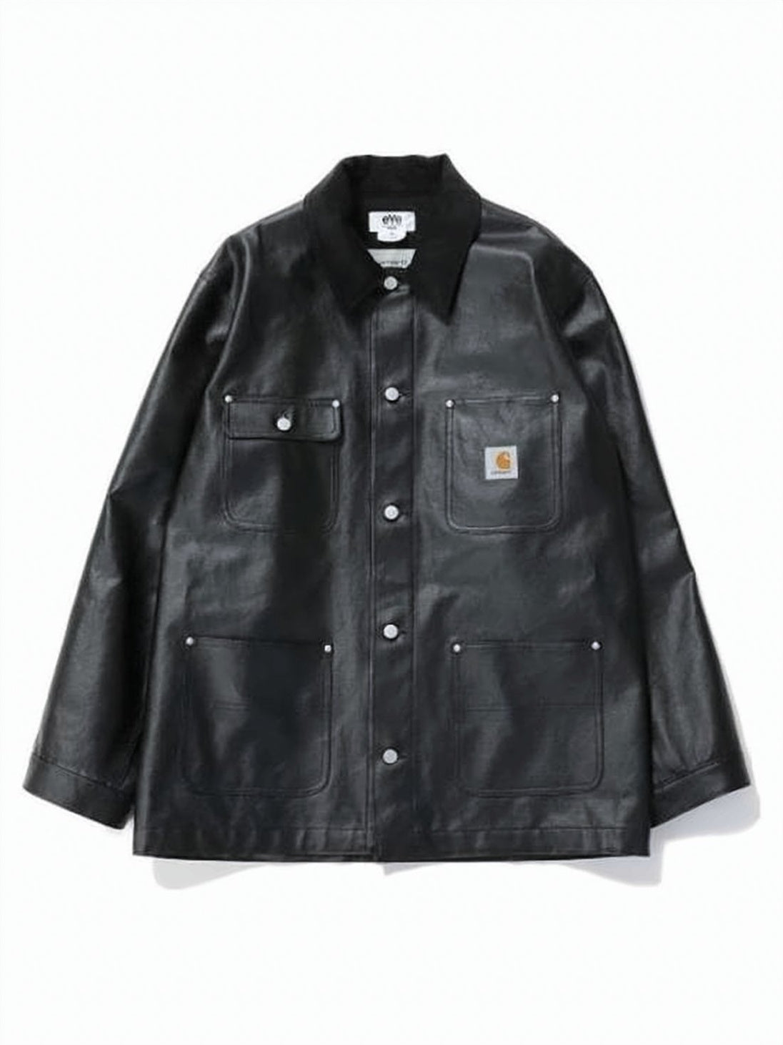 Black Casual Jacket With Smooth Leather-Like Finish