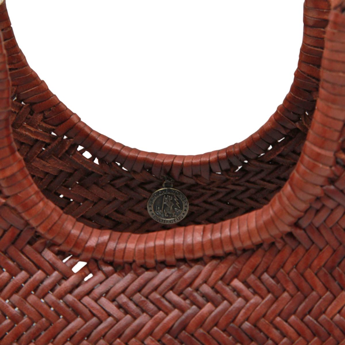 Medium Woven Tote Bag with Herringbone Pattern