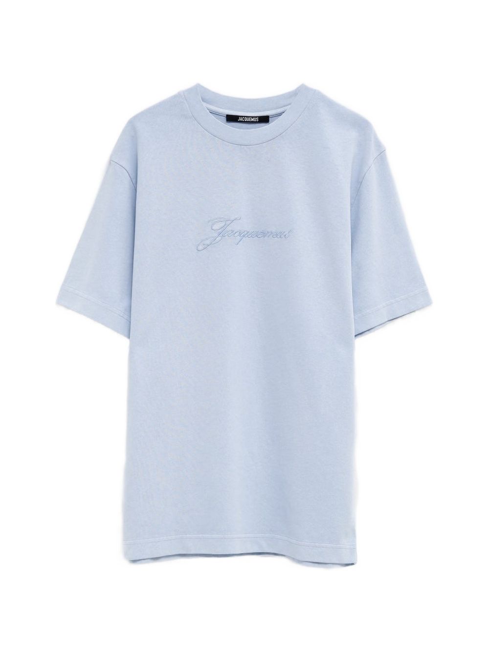 Light Blue Round Neck T-Shirt with Embroidered Logo