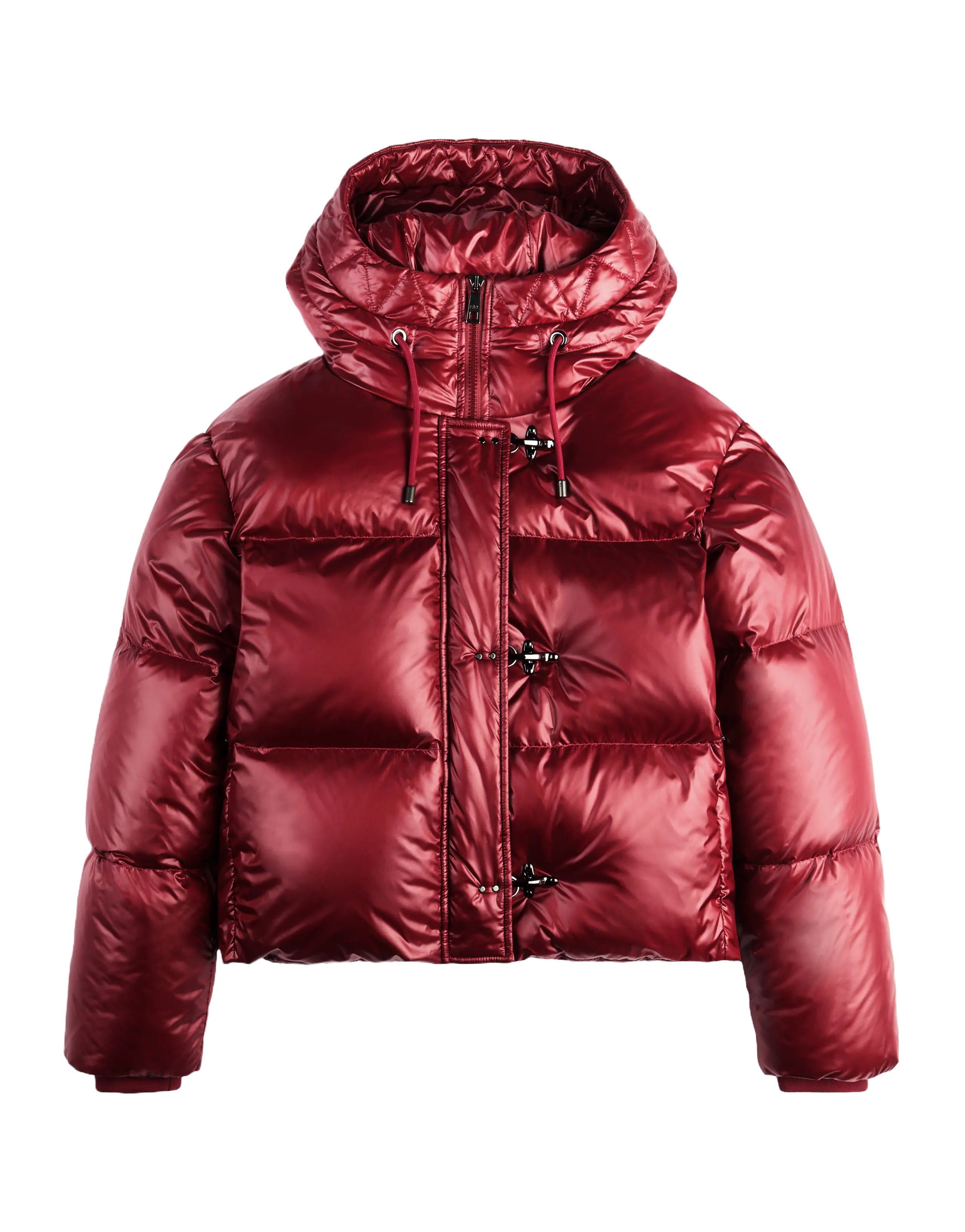 Cardinal Red Puffer Jacket With Hood