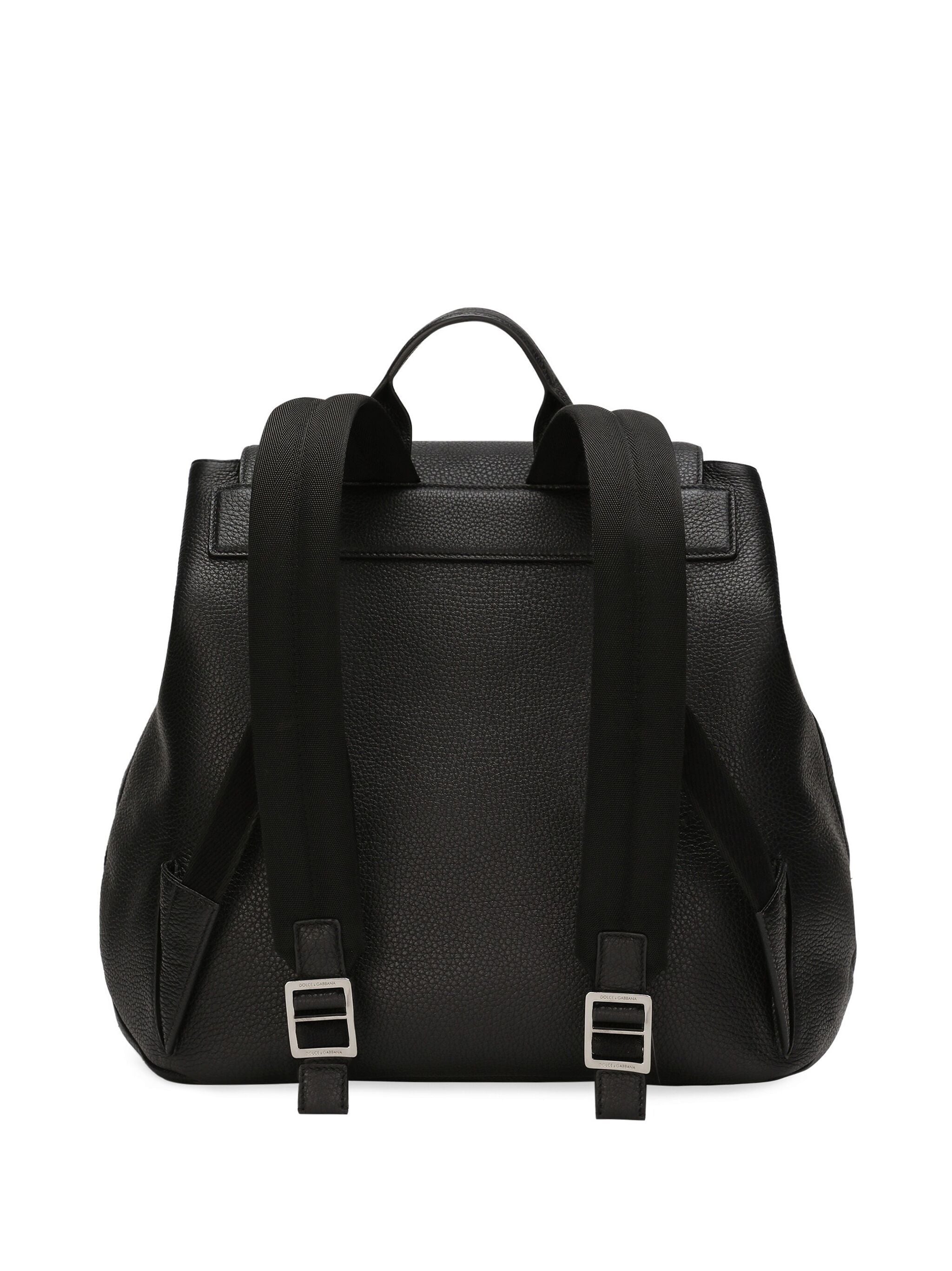 Black Deerskin 3D Embossed Logo Backpack