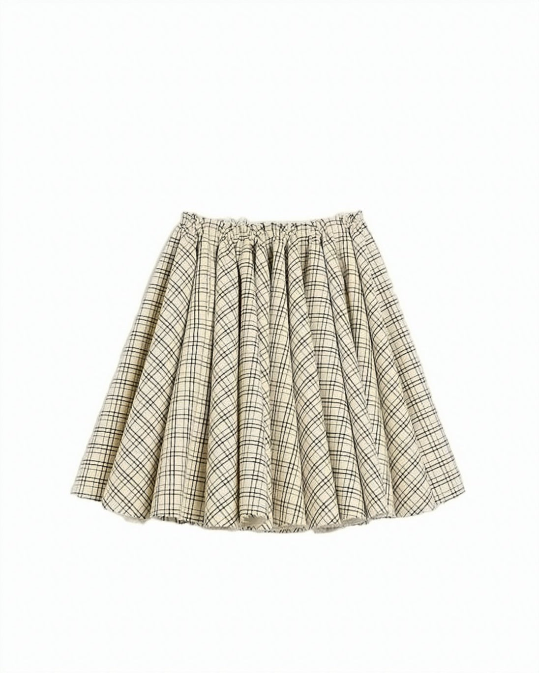 Plaid Midi Skirt with Gathered Silhouette