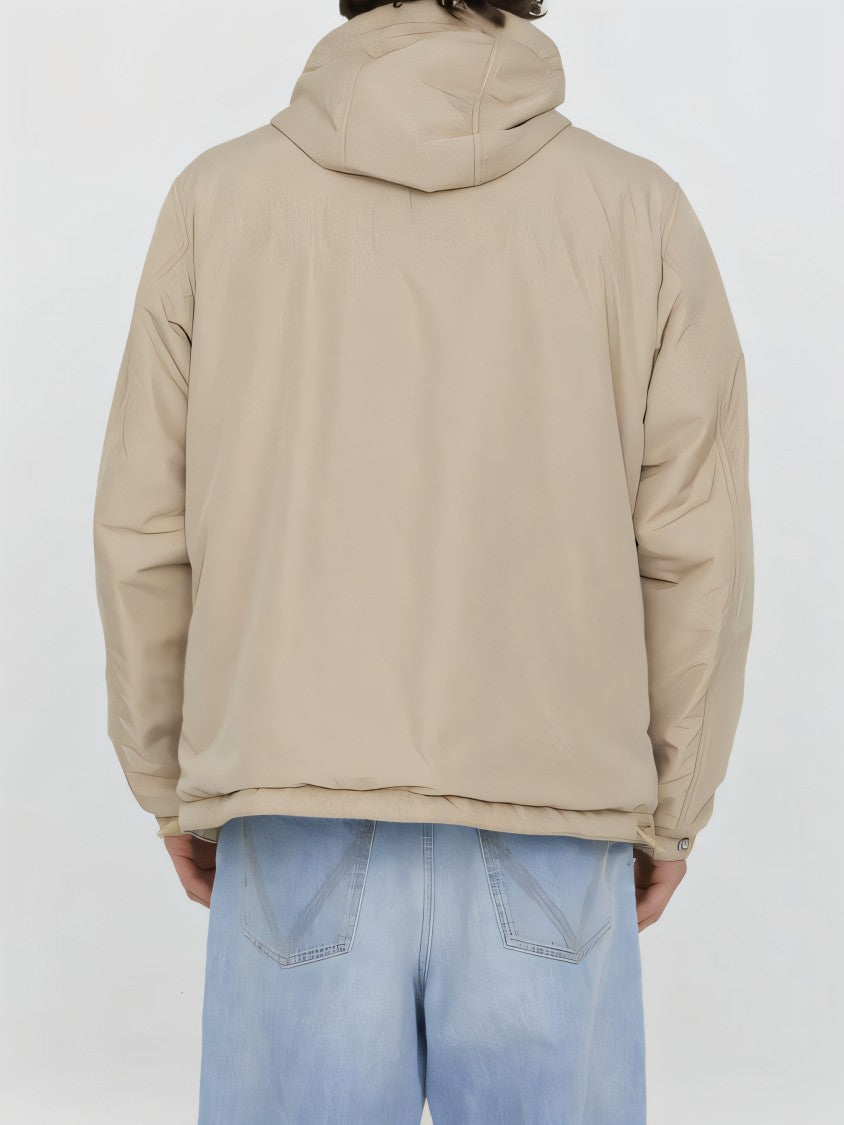 Hooded Casual Jacket with Subtle Plaid and Zip Closure