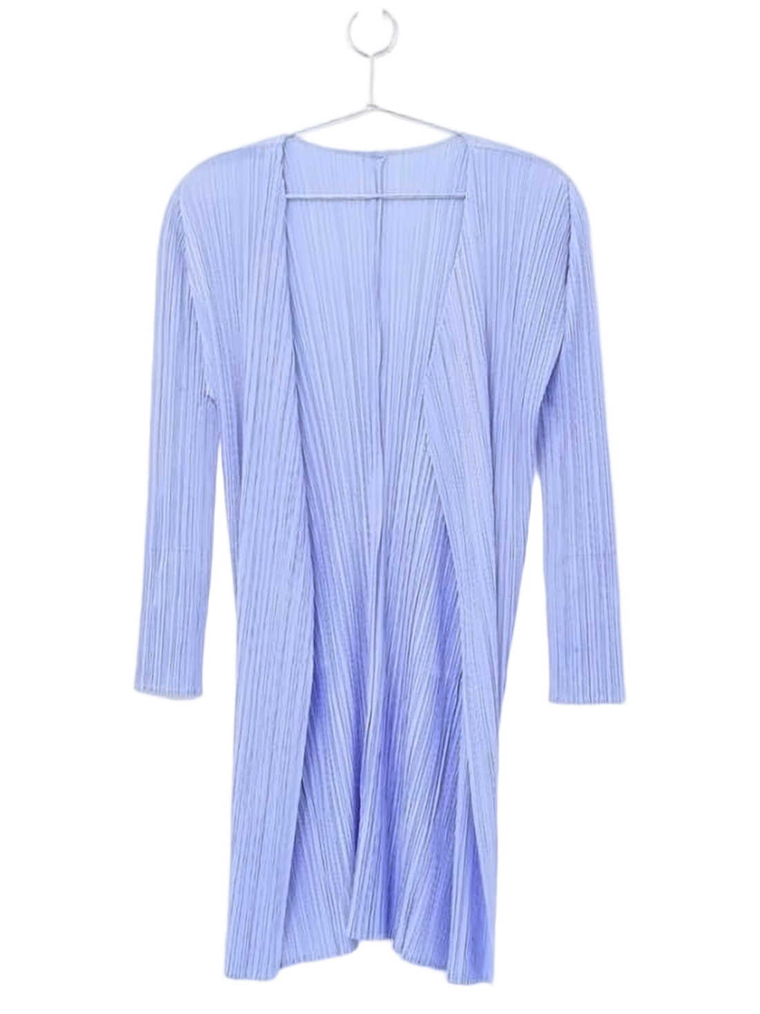 Finely Pleated Lightweight Cardigan with Open Front Design