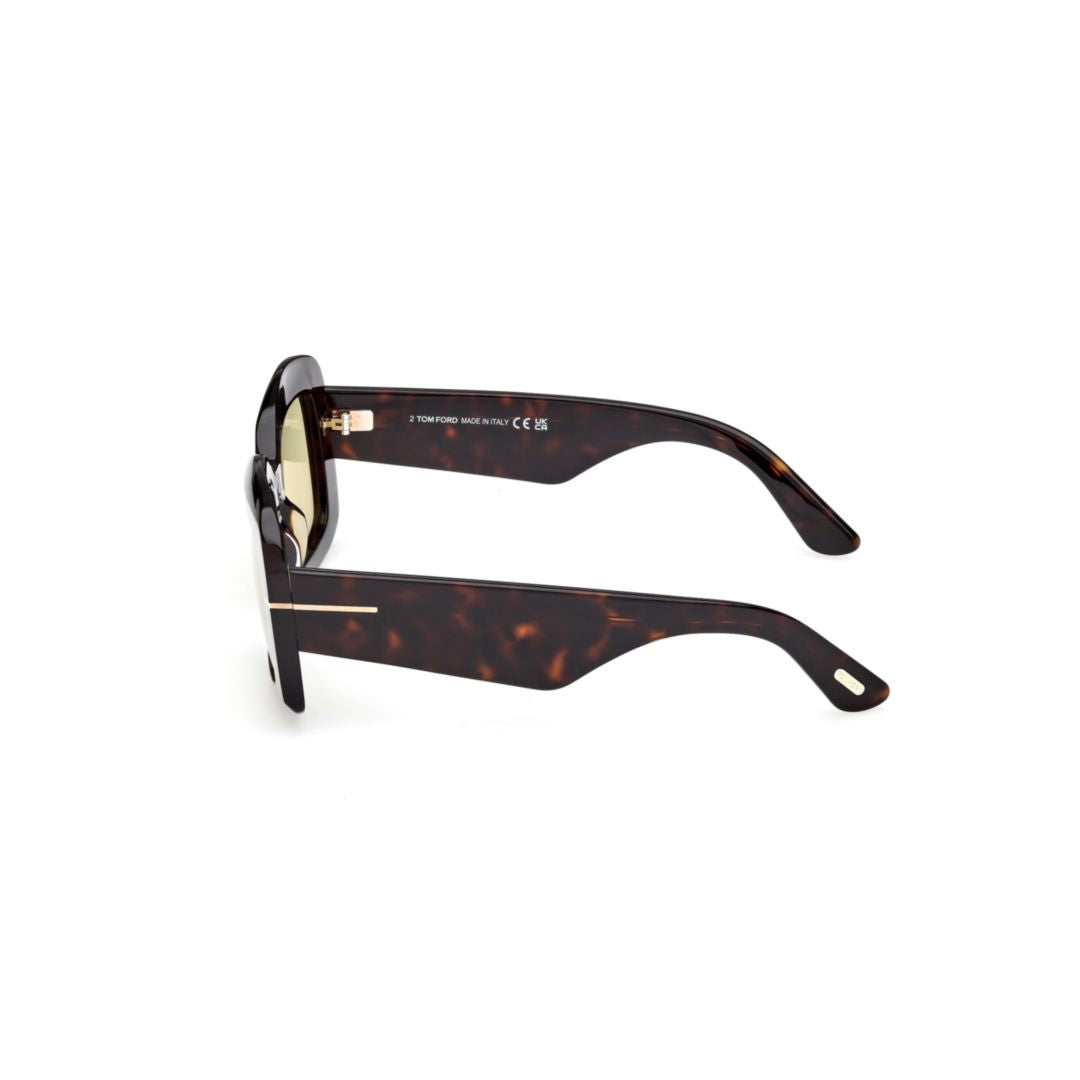 Ft1218 Oversized Square Sunglasses with Glossy Black Acetate Frame