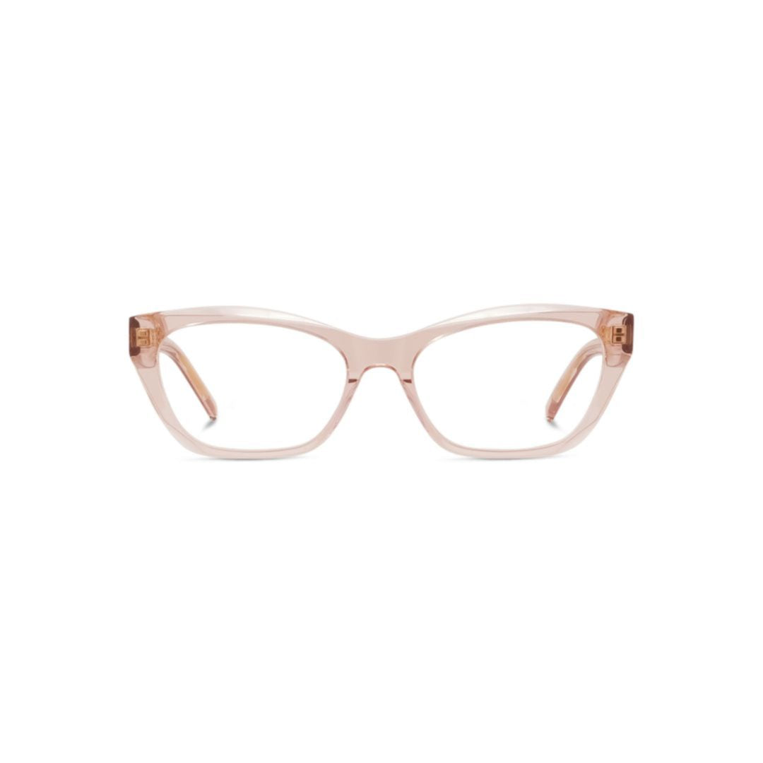 Gv50080i Translucent Soft Pink Cat-Eye Eyewear with Structured Temples