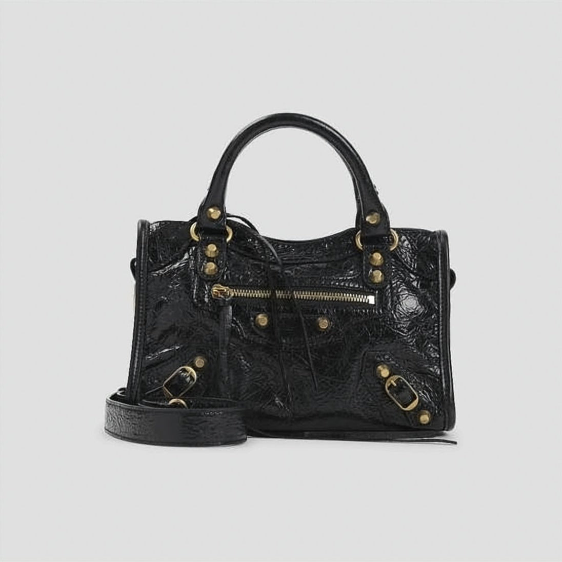 Textured Lambskin Mini Handbag with Glossy Finish