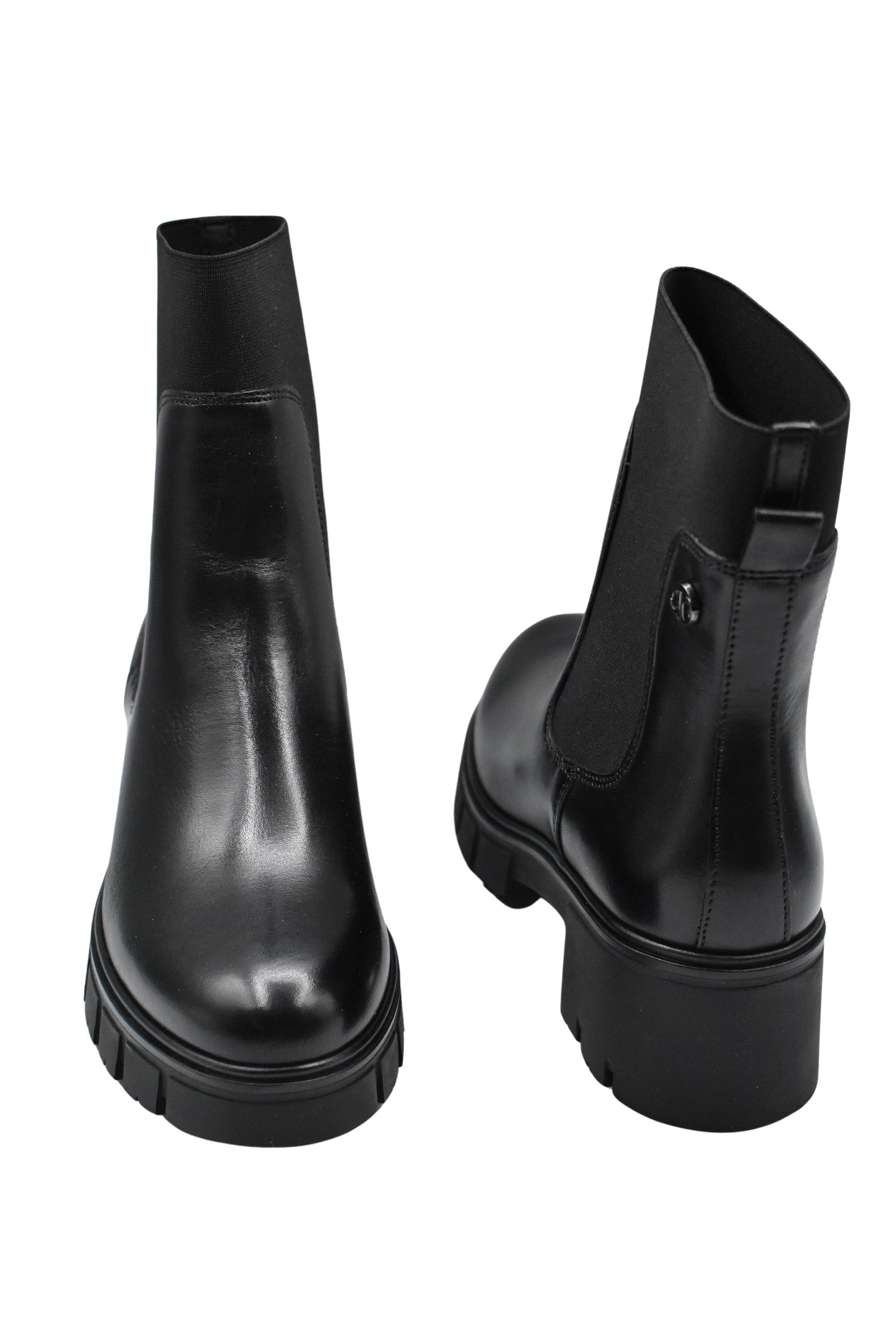 Sole Black Leather Ankle Boots