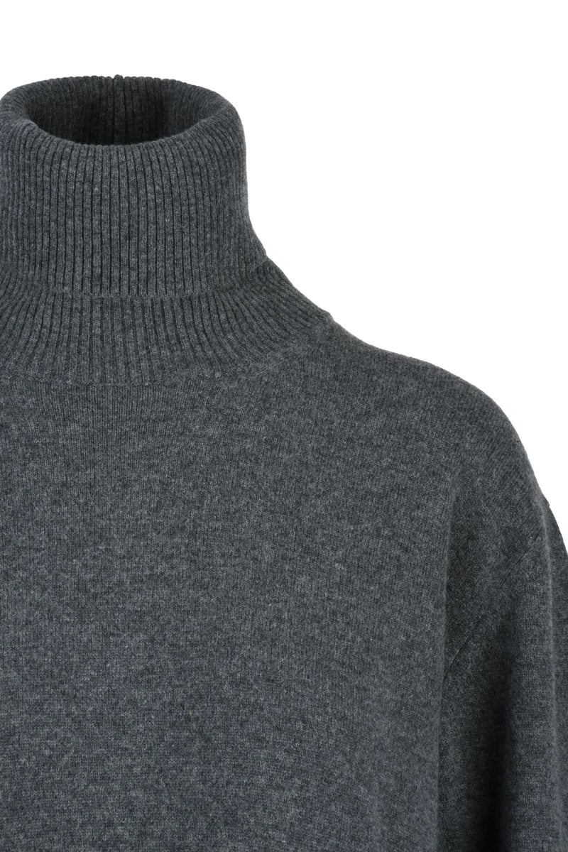 Long Wool Silk Cashmere Dress - Grey