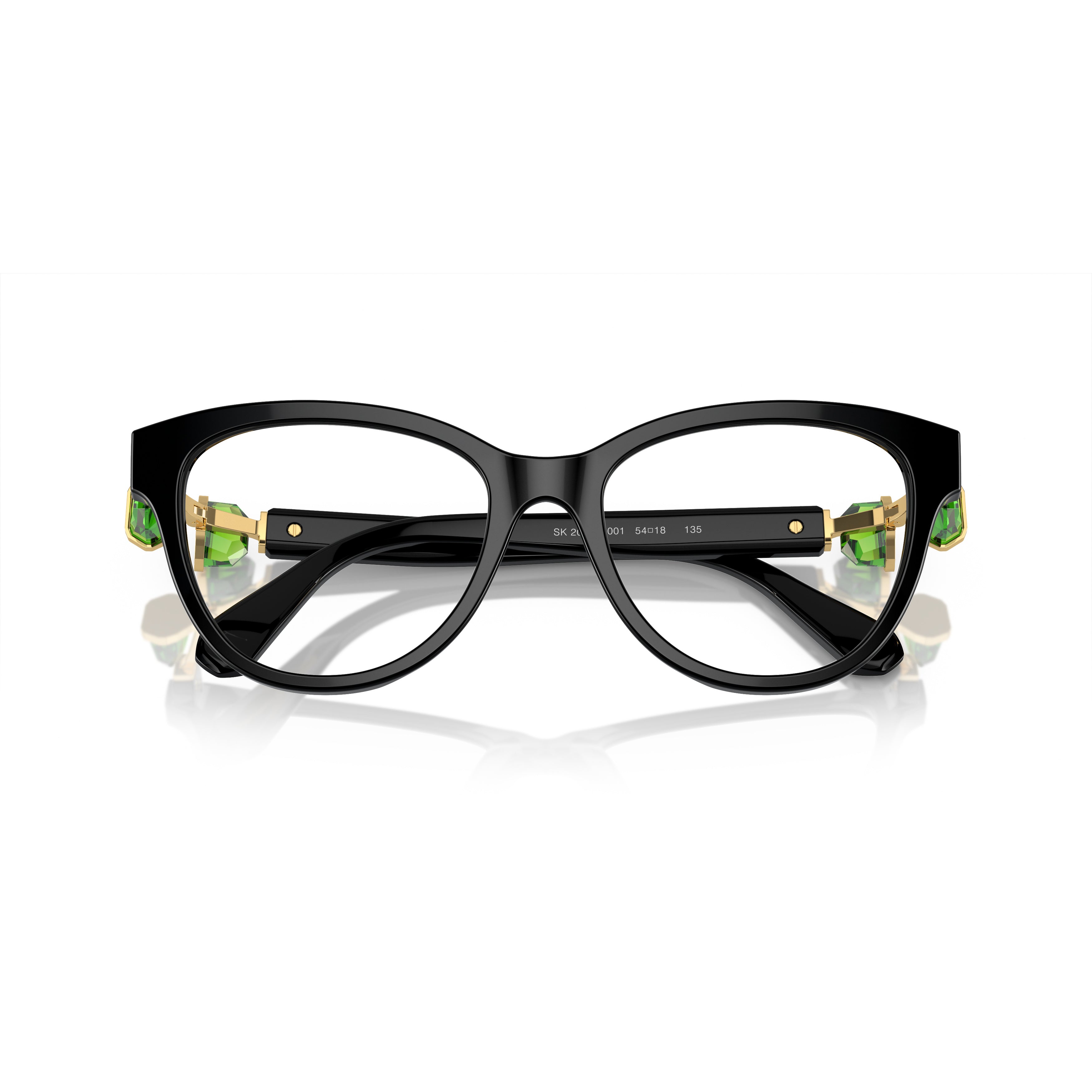 Cat-Eye Sunglasses With Green Crystal Accents