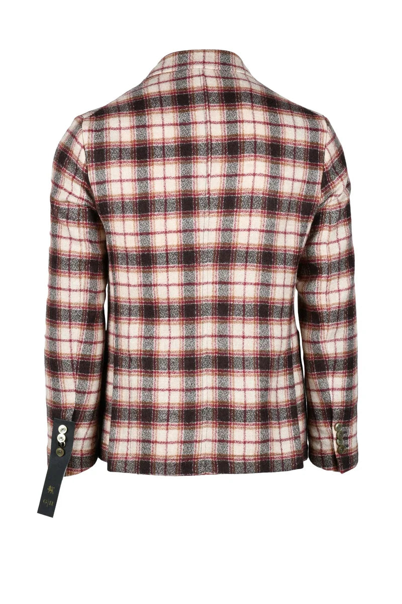 Virgin Wool Jacket - Beige/Bordeaux